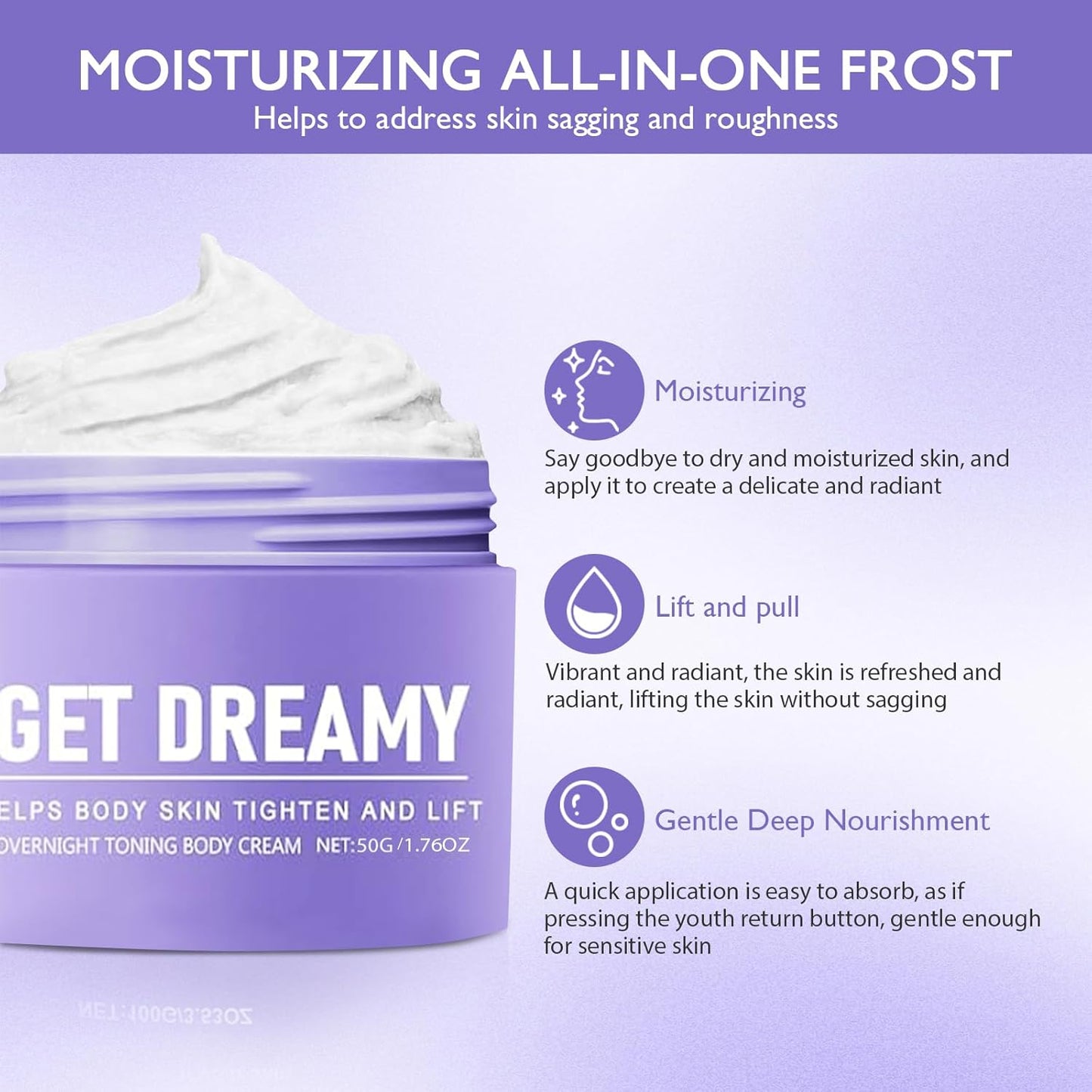Get Dreamy Overnight Toning Whip,Anti-Cellulite Body Firming Cream,Dream Whip Body Firming Cream,Hydration, Smooth,Tightened Skin,Ideal for Legs, Belly