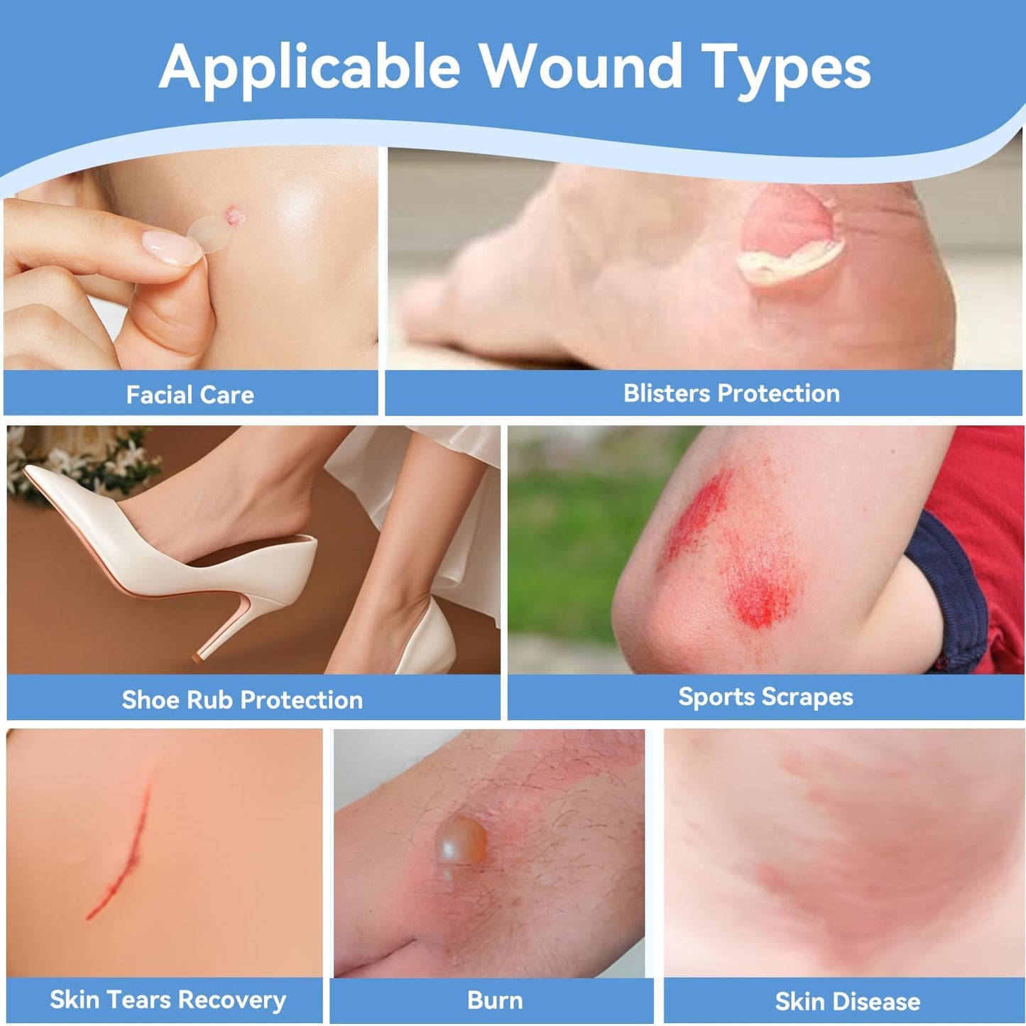 3-in-1 Hydrocolloid Bandage Roll (2" x 16.4 ft) - Sterilized, Waterproof Wound Dressing for DIY Sizing, Latex-Free and Hypoallergenic, Great for Blisters, Cuts & Pimples (2" x 16.4 ft)