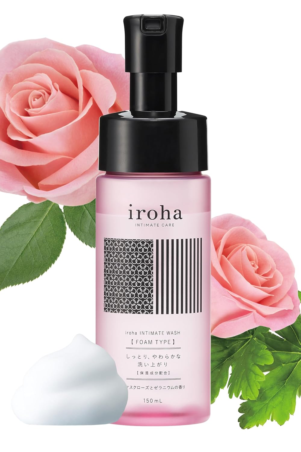iroha Intimate Care-PH Balanced Daily Feminine Wash-Plant Based Vulva Hygiene-Moisturizing Natural Essential Oils-Floral Damask Rose &Geranium Scent, Made in Japan, 5 fl