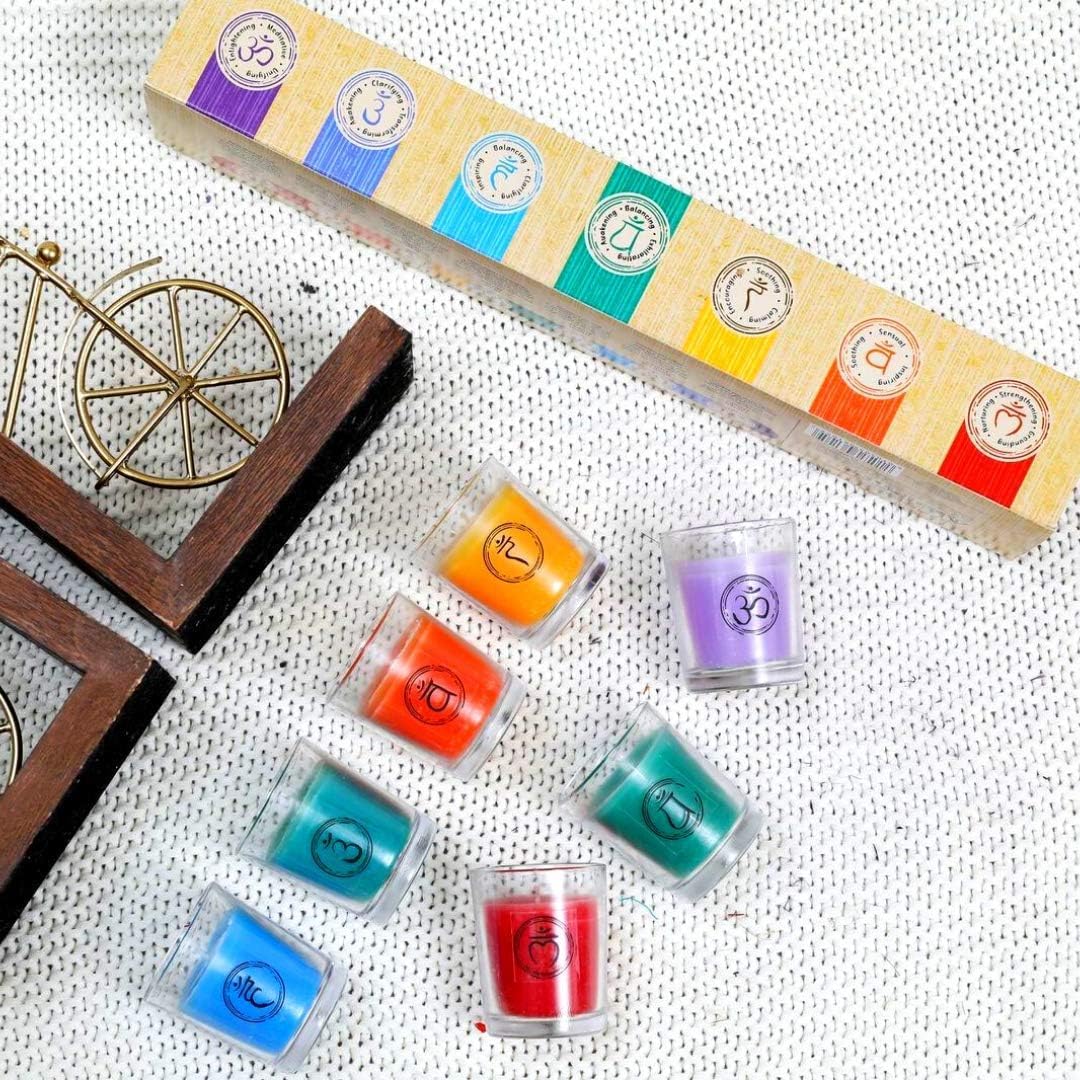 Chakra Scented Candles Gift Set, Natural Soy Wax Aromatherapy Candles for Meditation, Yoga, Relaxation & Stress Relief, Long 8-Hour Burn Each, Calming Spiritual Decor