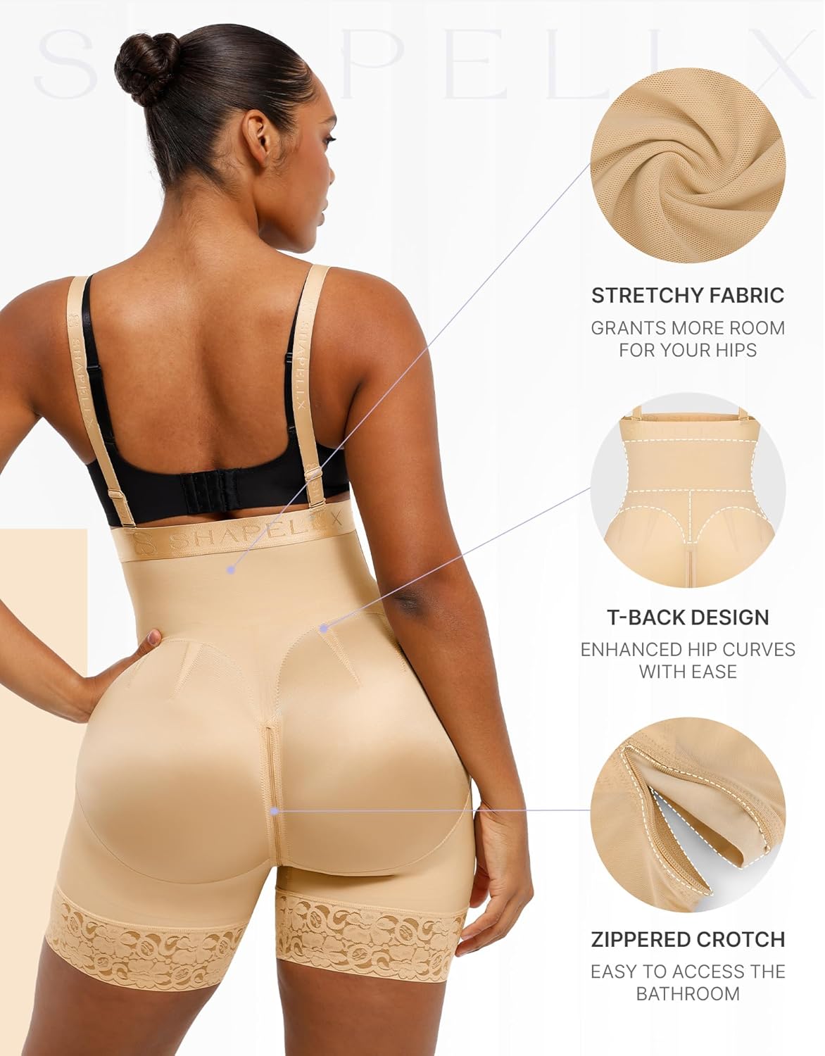SHAPELLX Shapewear Tummy Control Fajas Colombianas Body Shaper for Women Butt Lift Bodysuit