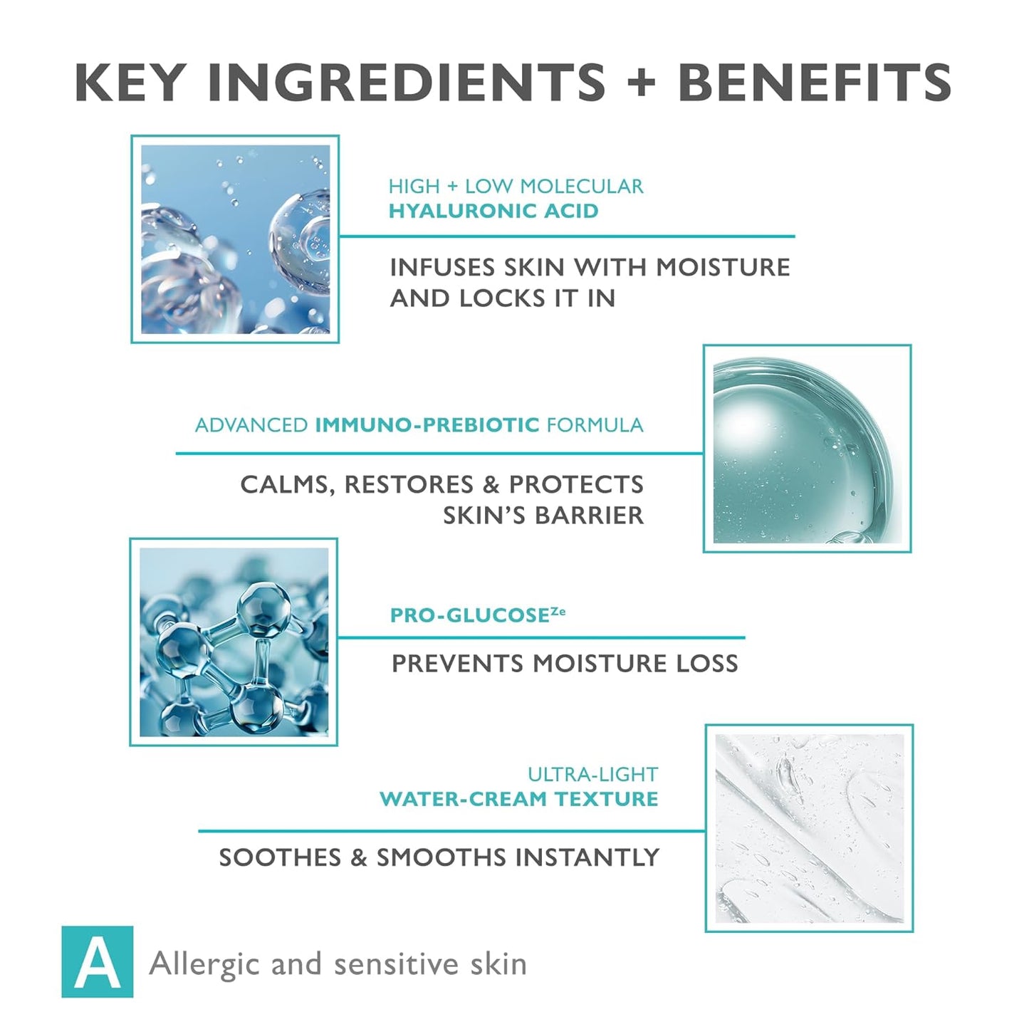 Hyaluronic Acid Water Cream, Moisturizing Face Cream, Hydrates & Soothes, Helps Strengthen Skin Barrier, Lightweight Daily Cream for Dry, Sensitive & Allergy-Prone Skin, HYALURO-SENSILIUM