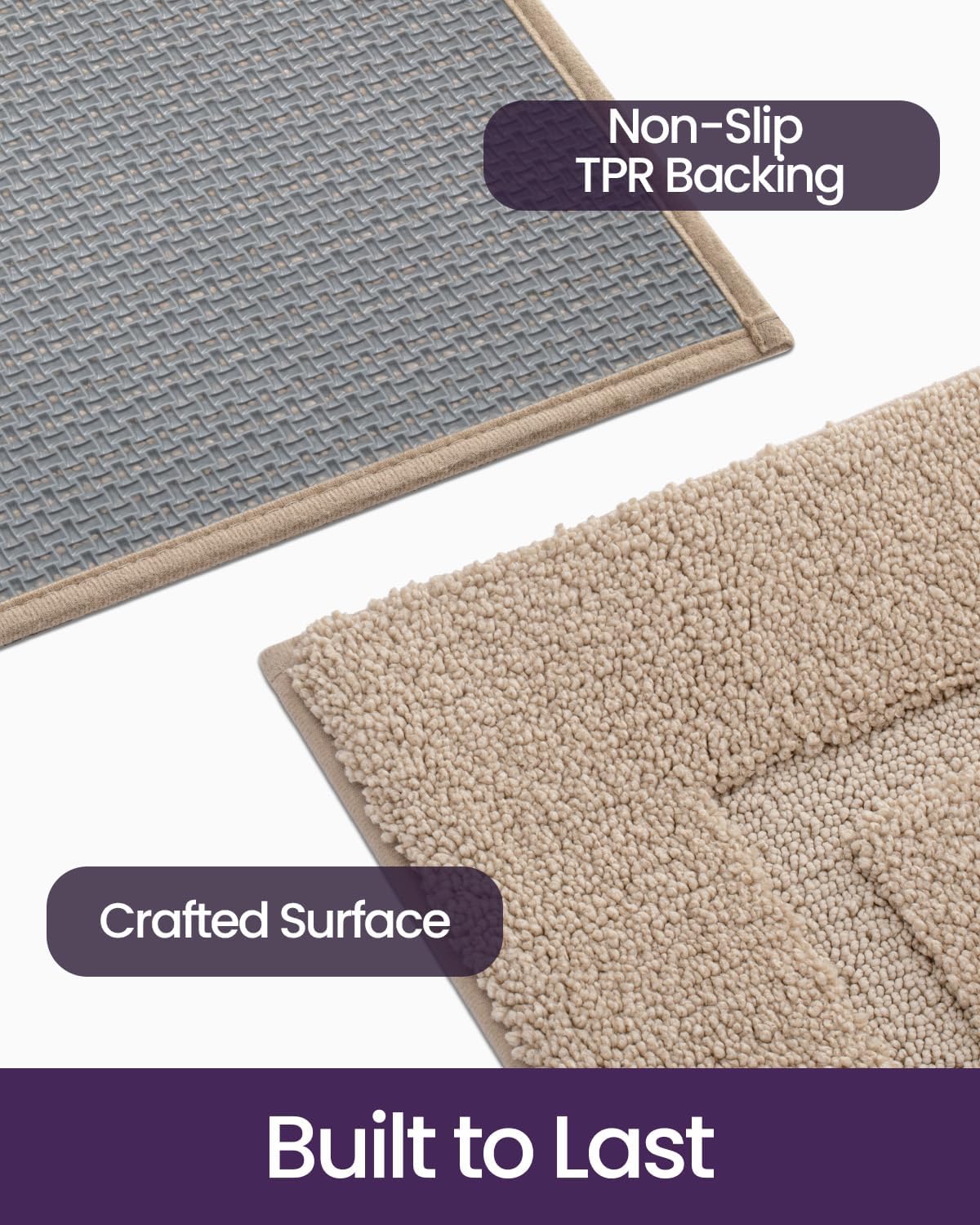 DEXI Bathroom Rugs 32x20, Washable Non Slip Bath Mat for Shower Floor, Absorbent Quick Dry Bathmat with Rubber Backing, Ultra Soft Plush Carpet for Tub, Beige