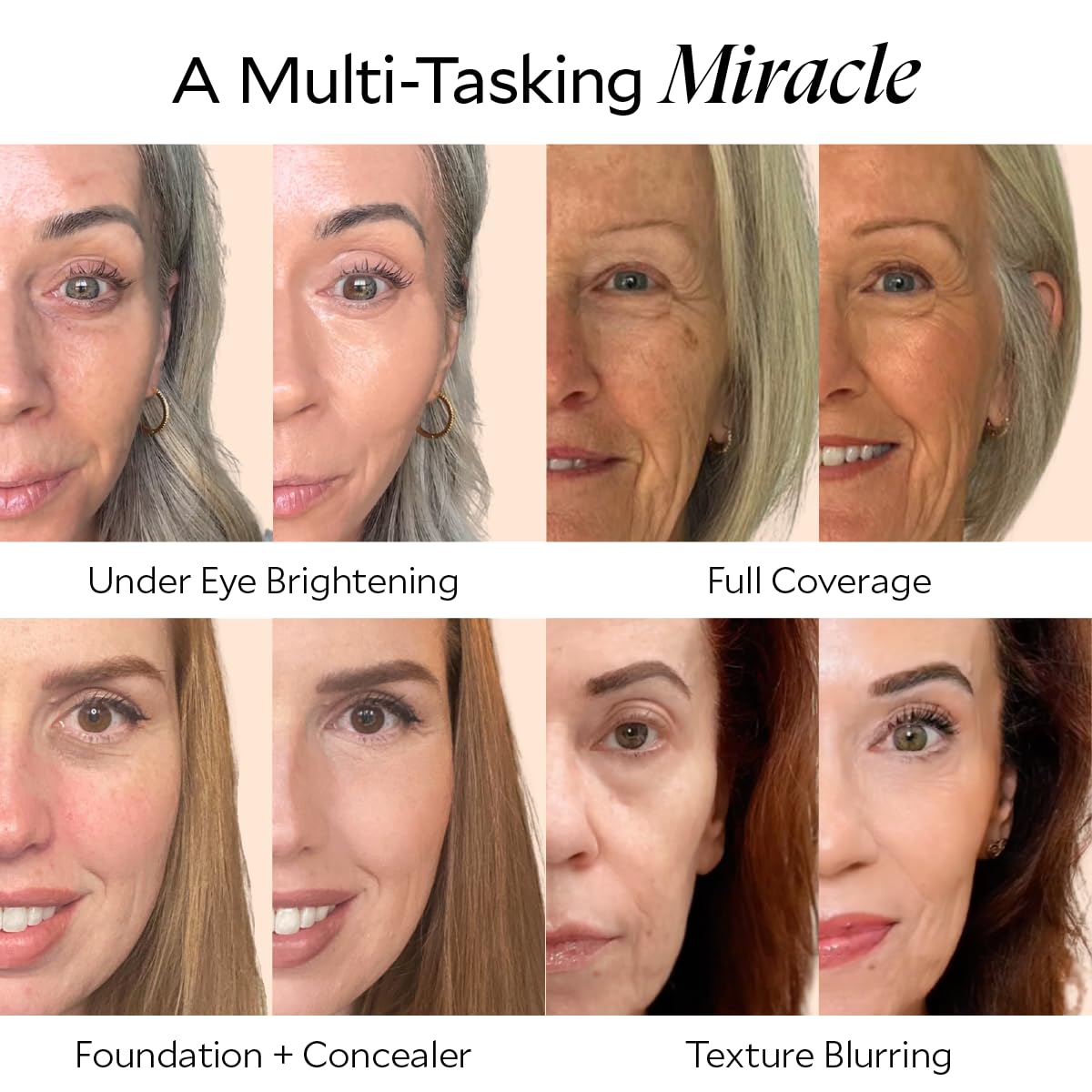 Fièra Luxury Concealer & Foundation with Anti-Aging Ingredients - Full Coverage for Dark Circles, Wrinkles, Fine Lines, and Spots, All-Day Wear For Mature Skin - Deep, 0.5 FL. OZ. / 15 ML