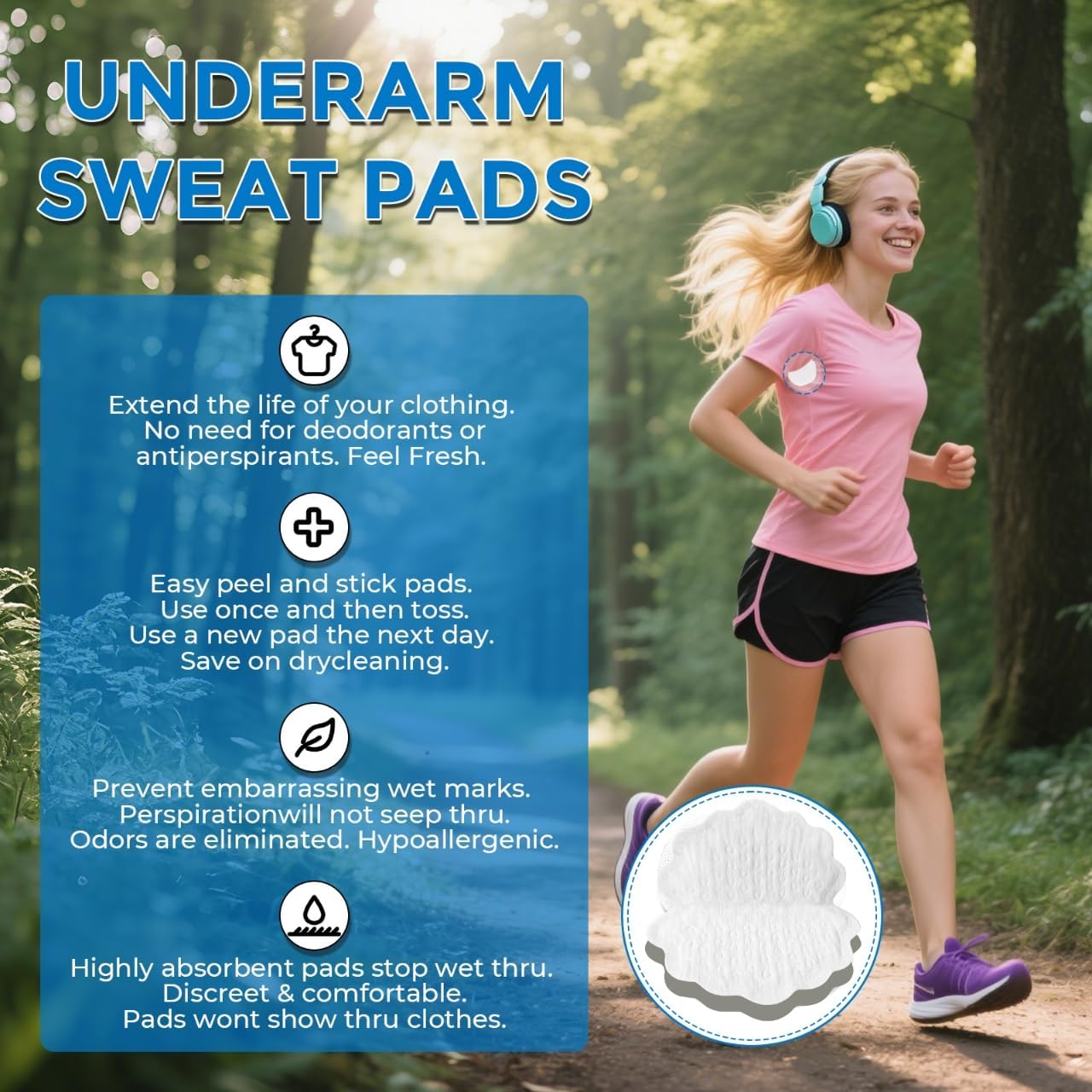 60 Pcs Underarm Sweat Pads for Women,Armpit Pads for Sweating Women, Disposable Underarm Sweat Pads, Armpit Sweat Pads for A Whole Day Protection .Sweat-Absorbing and Odorless White