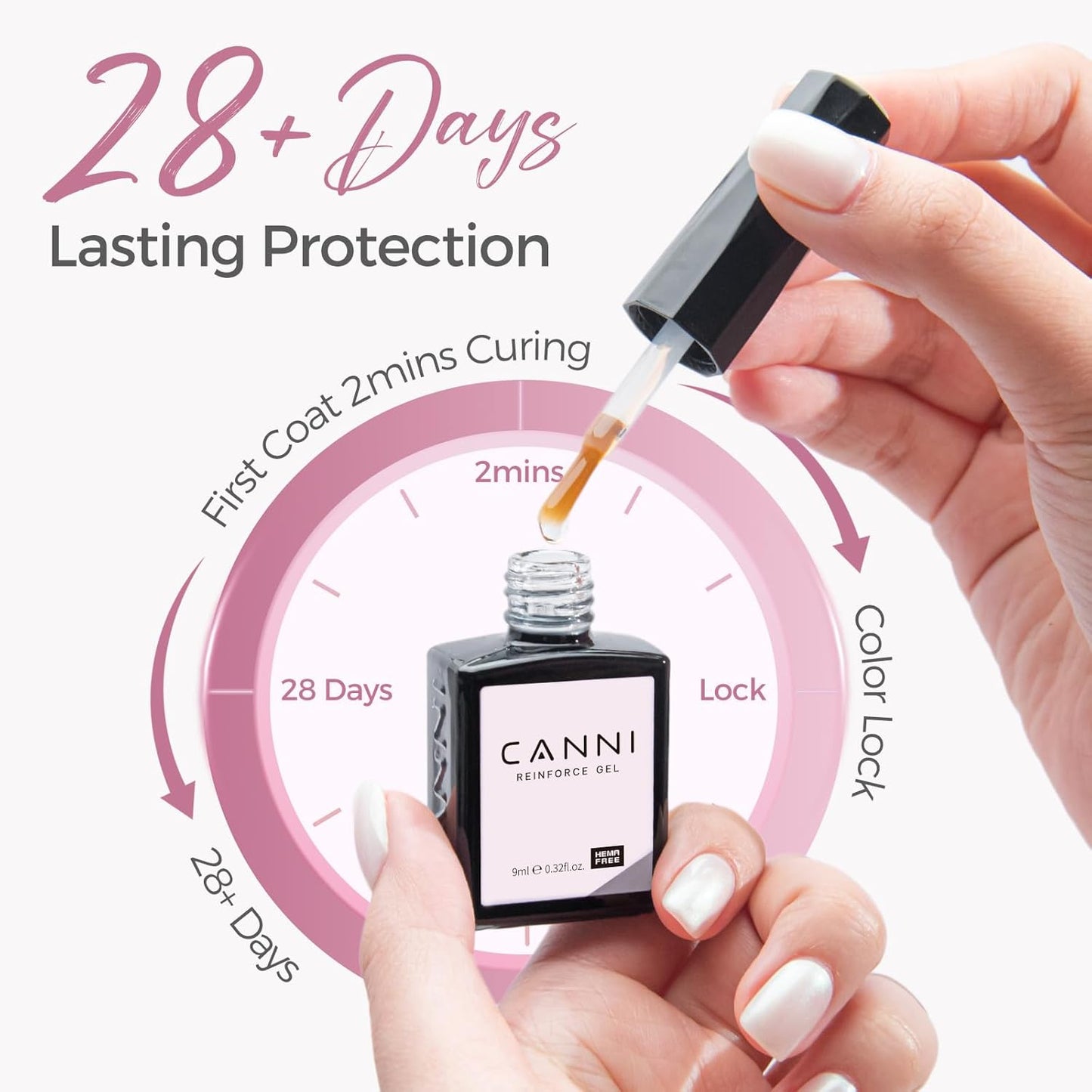 CANNI Nail Strengthening Reinforce Gel – Repair Hardener Polish for Weak, Damaged Nails, Clear Soak-Off, Long-Lasting DIY Nail Art for Women