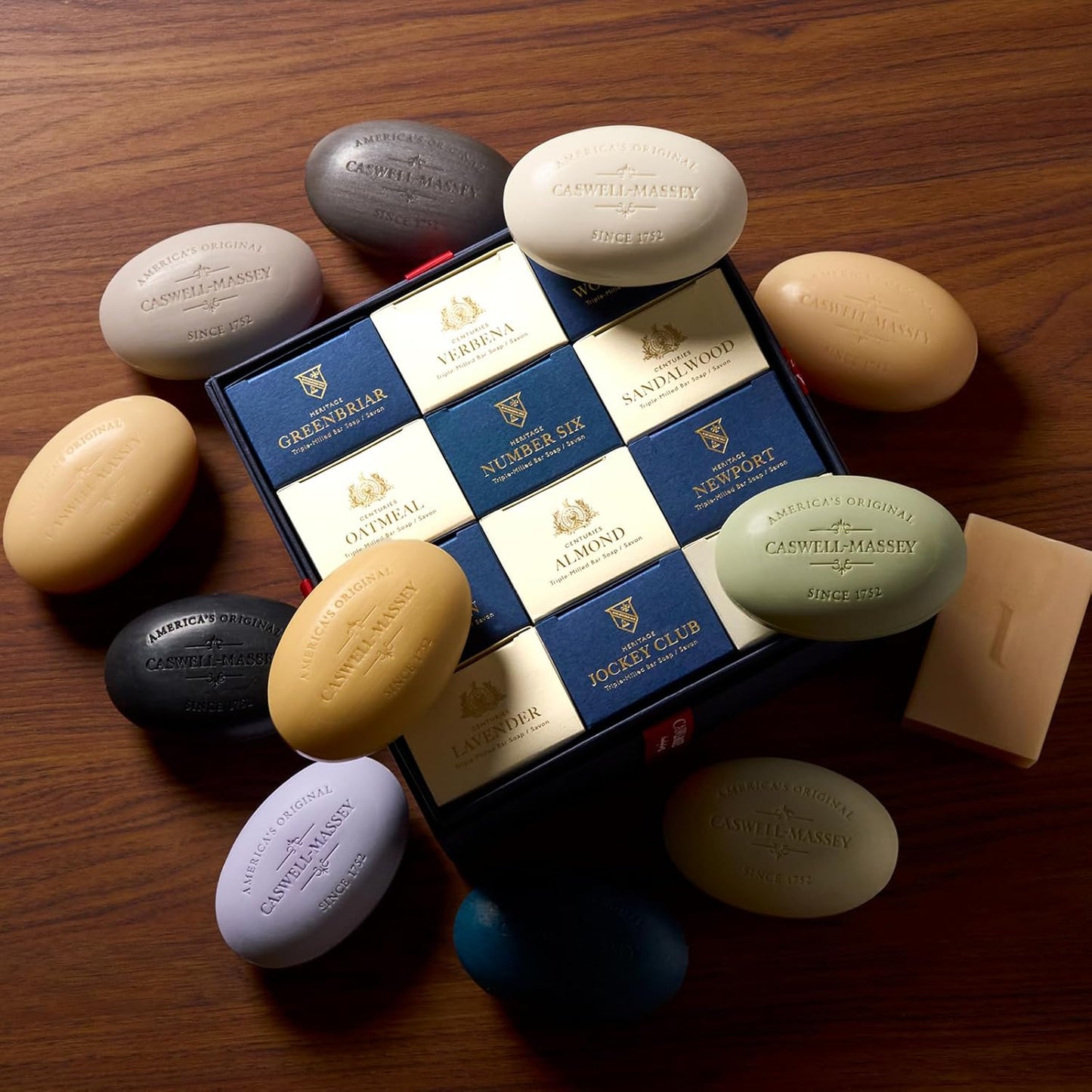 Caswell-Massey Natural Bar Soap for Men & Women, Moisturizing Body Soap Bar for All Skin Types, Made with Essential Oils & Plant-Based Formula for Soft Skin, Multi Scents, 12 Bars x 5.8 oz Gift Set