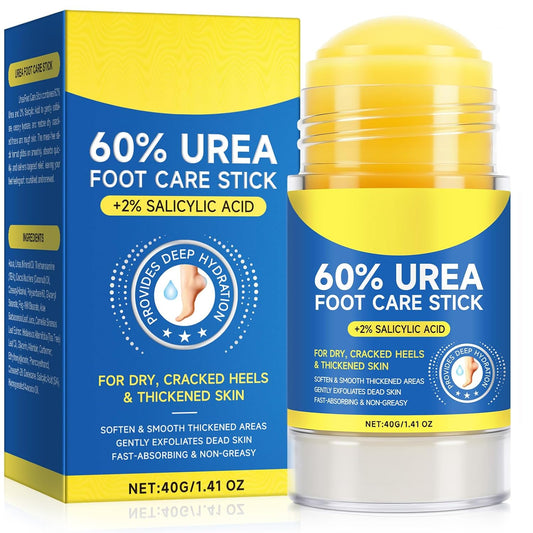 60% Urea with 2% Salicylic Acid Urea Foot Care Stick, Foot Cream Moisturizer for Dry Cracked Feet, Knees, Elbows, Hands,Moisturizes and Hydrates the Dry Skin,Callus Remover & Skin Softener -1.41oz