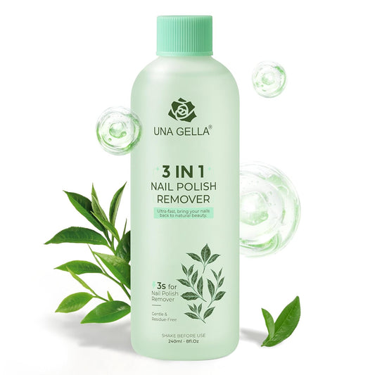 UNA GELLA Nail Polish Remover, Soak Off Acetone Polish Remover For Nails With Easy Use Cap, Healthy Formula Works For Acrylic Nail Glue 8 Fl Oz, Green Tea Scent