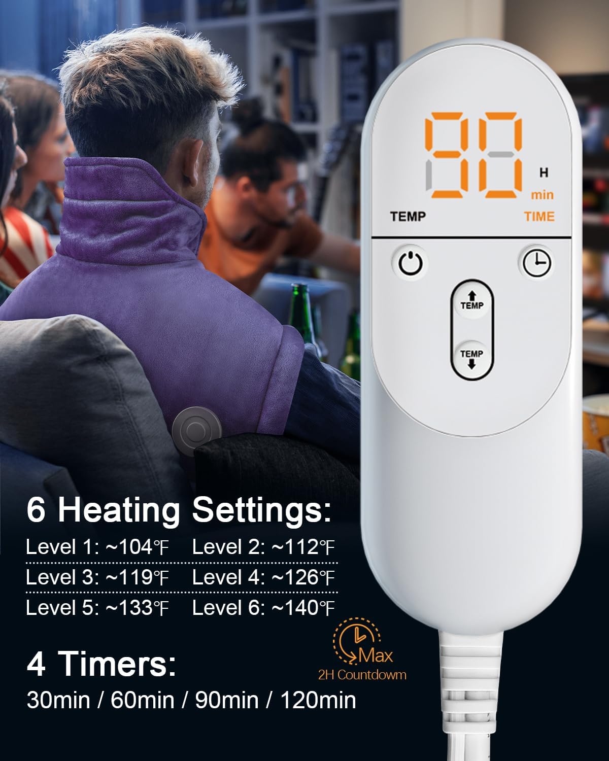 Heating Pad for Neck and Shoulder Pain Relief, Birthday Christmas Gifts for Women Mom Wife Sister Grandma Her, 2lb Electric Heating Pad for Back, 6 Heat Settings, Large 17x23inch, Purple