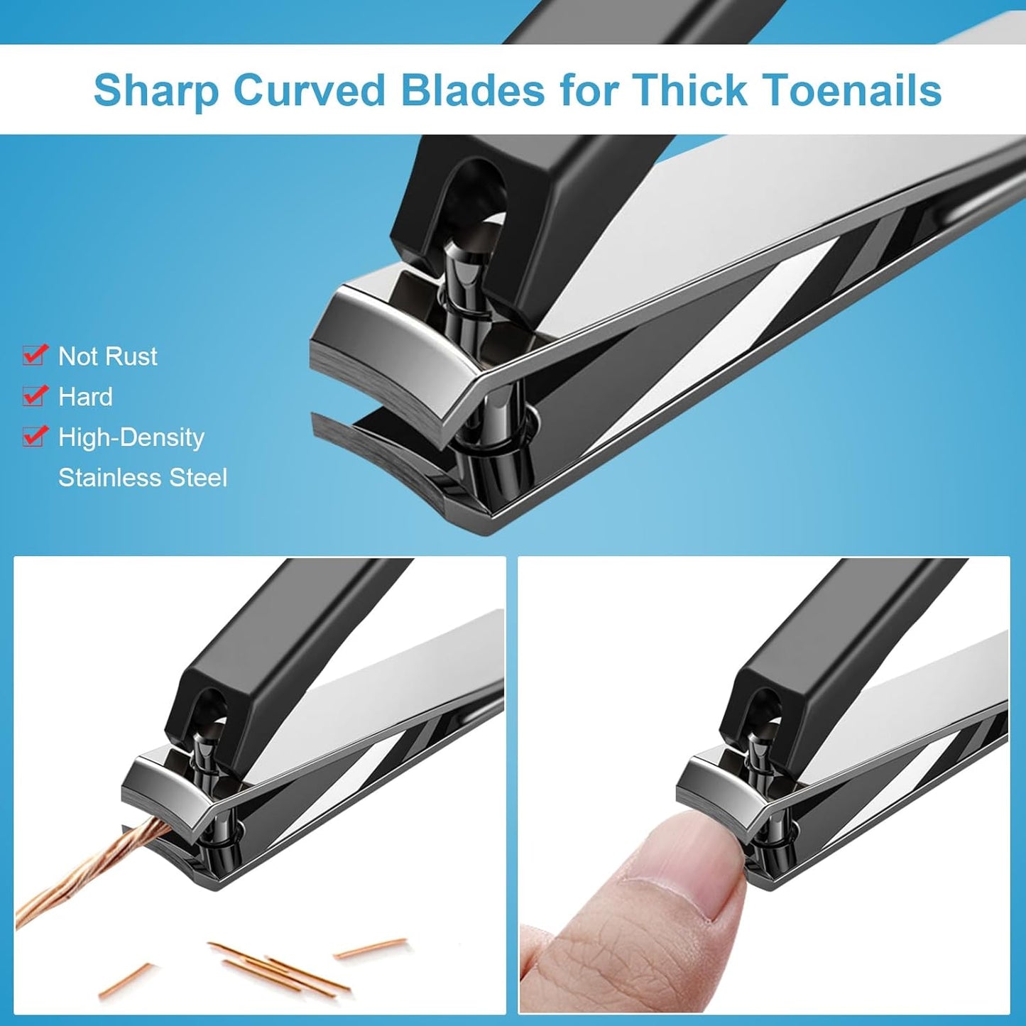 Toenail Clippers, Toe Nail Clippers for Thick Nails, Have Duty Nail Clipper Fingernail Clippers for Thick Nails,Seniors, Men, Women, Super Sharp Curved Blade Grooming Tool
