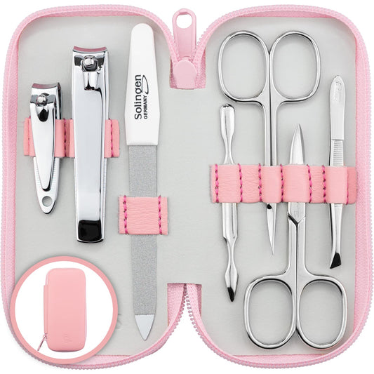 marQus Manicure Set Solingen Made in Germany - 7 piece exclusive finger & toe nail clippers set in real leather case, made in Solingen Germany