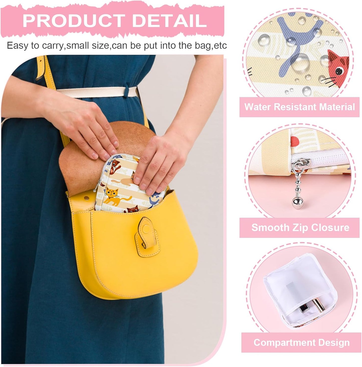 Desing Wish Period Bag Pouch Soft Cloth Sanitary Napkin Storage Bag Portable Menstrual Pad Pouches Tampon Holder for Purse First Period Kit for Girls 9-12 (Rabbit)