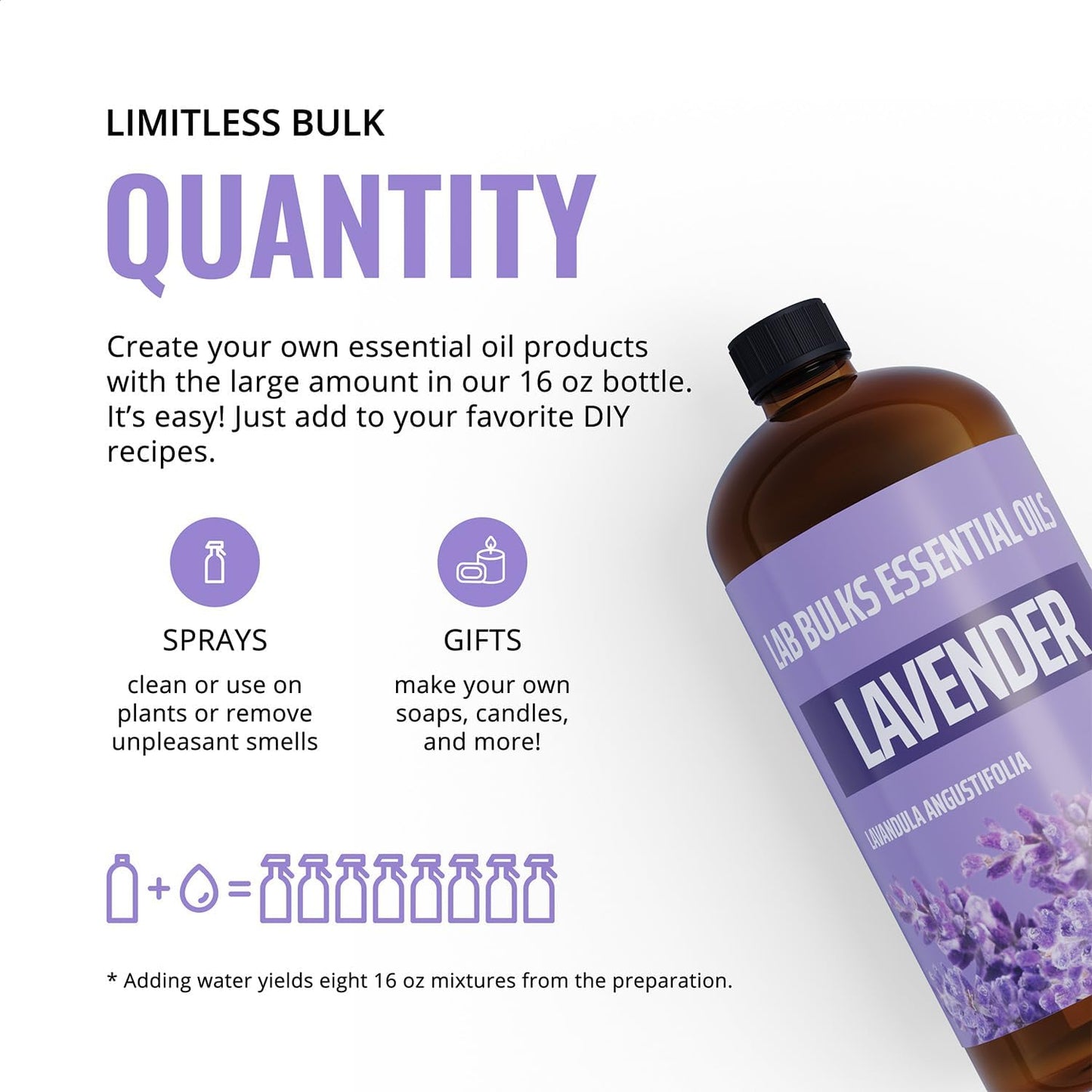 (2-Pack) Lavender Essential Oil for Diffusers, Candles, Hair, Spray, Home – 16 oz Bulk