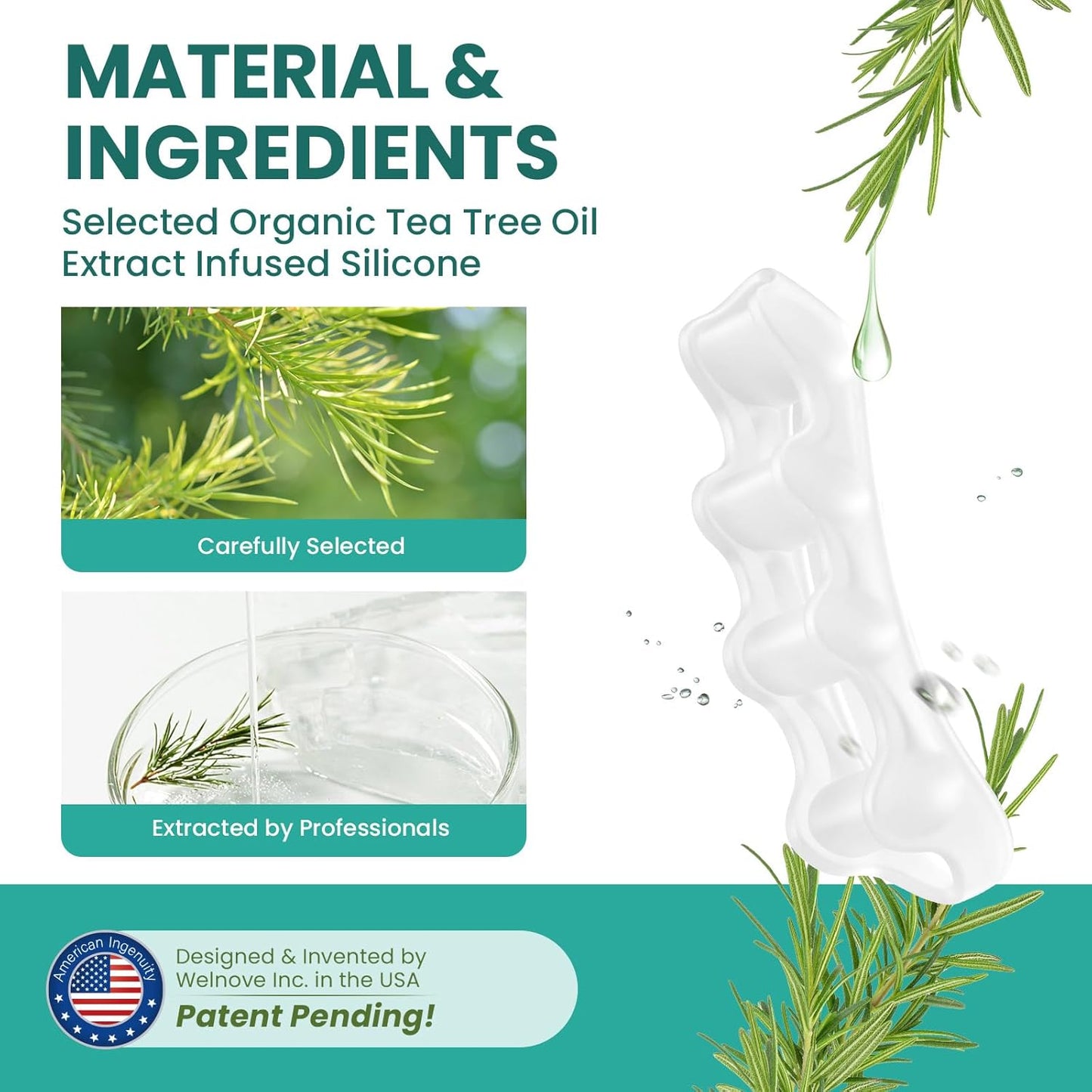 Welnove Toe Spacer Bunion Corrector - 8 Pcs Tea Tree Oil Infused Gel Toe Separator to Restore Hammertoes,Bunion Pads for Women Men, Fits for Yoga Practice