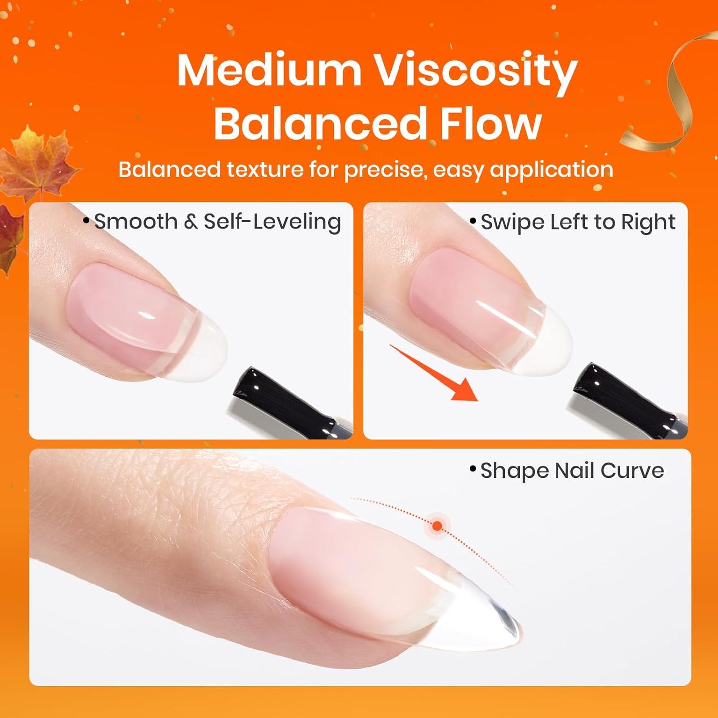 Beetles Builder Gel for Nails, 2 Pcs 0.51 oz 8 in 1 Clear Builder Nail Gel Set for Nail Apex Extension LED Lamp Cured Strengthening Nails for Beginners & DIY Fall Nails Salon Manicurist Women