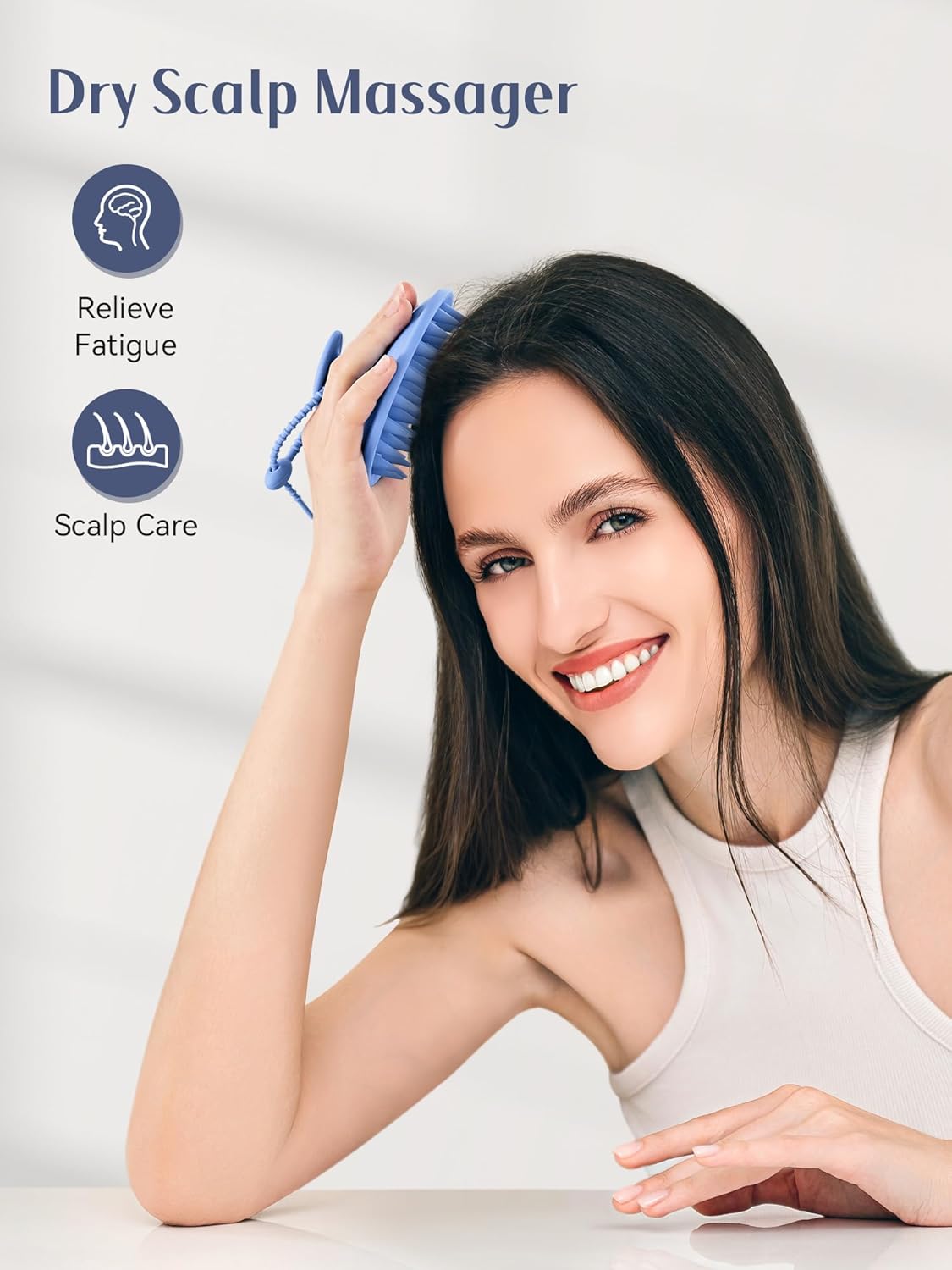 HEETA Scalp Massager Shampoo Brush with Silicone Bristles for Dandruff Removal Scalp Care & Hair Growth, Scalp Scrubber for All Hair Types, Head Massager Stress Relax, Upgraded Large Design,Blue