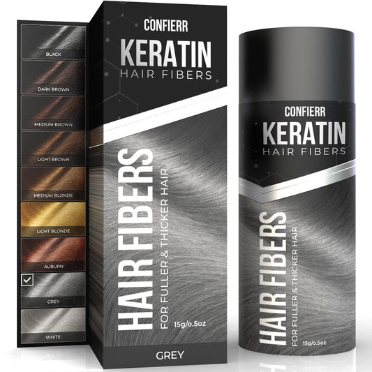 Keratin Hair Fibers for Men & Women - Fill In Fine or Thinning Hair, Instantly Thicker, Fuller Looking Hair (Gray 15g)