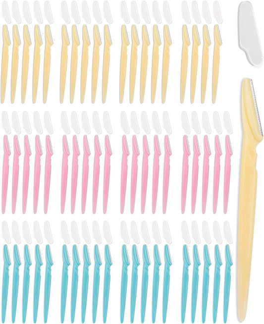 Dermaplane Razor, 60 Pcs Face Razors for Women and Men, Multipurpose Eyebrow Razor, Dermaplaning Tool for Face by MoHern， Multi-Color