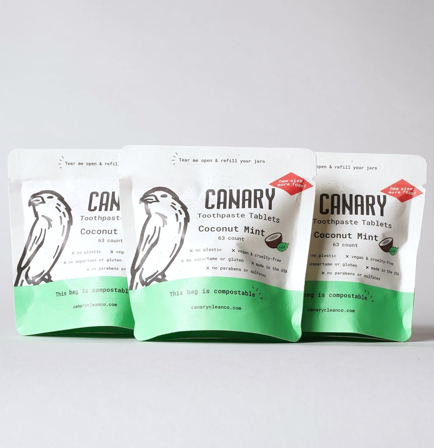 Canary Nano Hydroxyapatite Toothpaste Tablets Coconut Mint - Remineralizing, Fluoride Free, All Natural Tabs with Xylitol - Great for Travel, Plastic Free - 189 Count