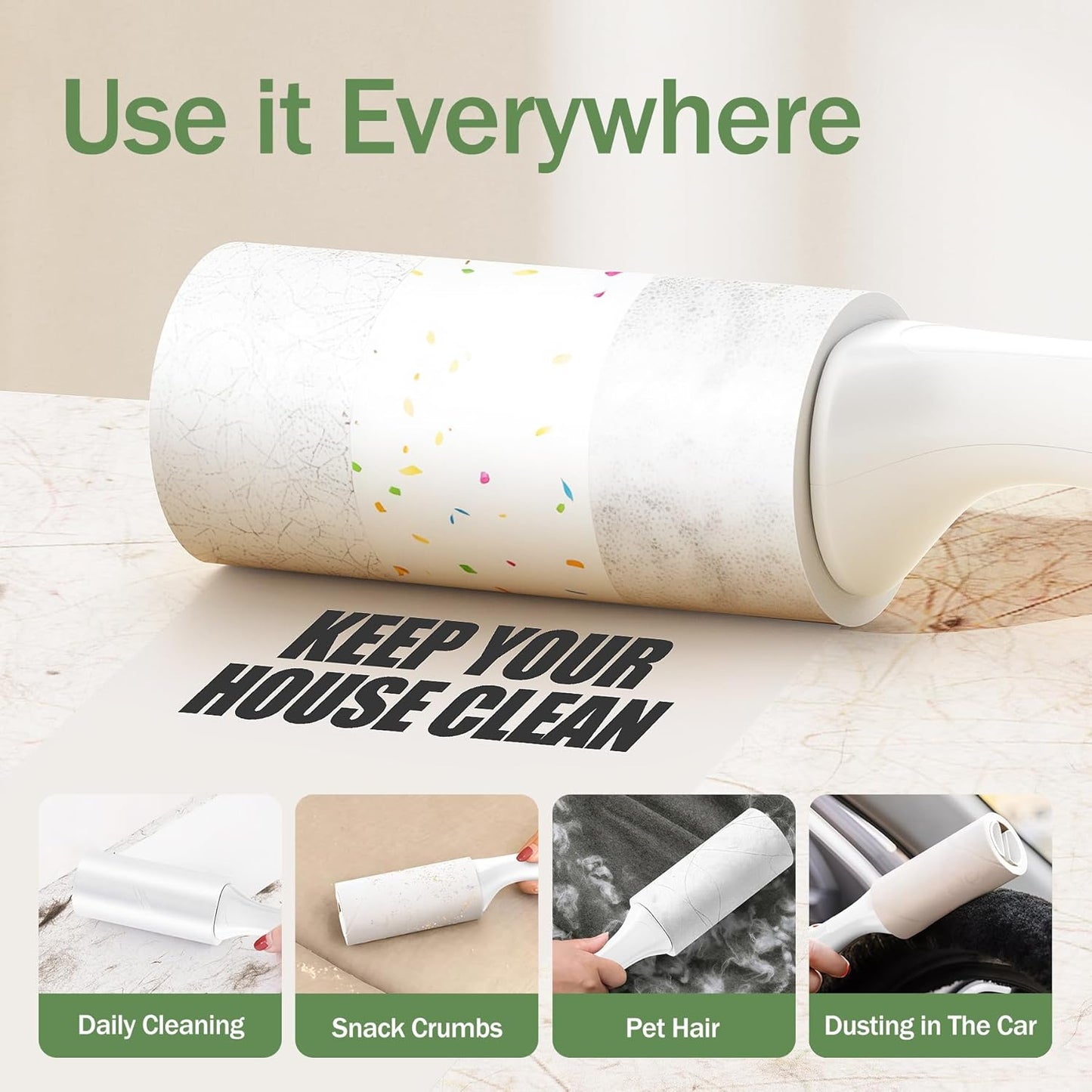 Extra Sticky Lint Roller for Pet Hairs, 600 Sheets Lint Rollers with Tough Paper, Ideal for Dog and Cat Hair Removal, Lint Rollers Mega Value Set for Clothes, Carpet & Dust Cleaning