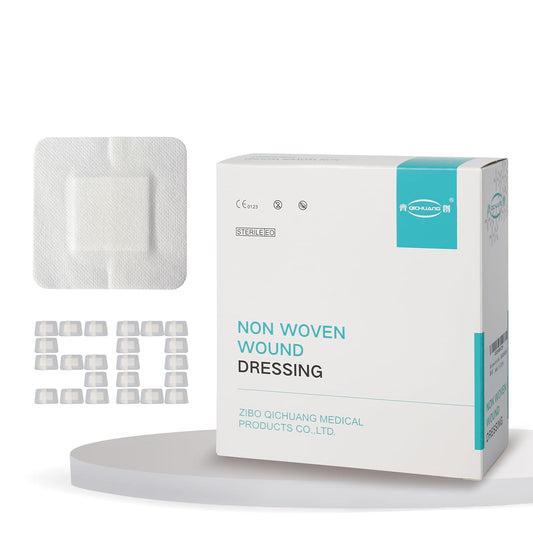 4X4 Inches Large Sterile Adhesive Island Wound Dressing Bandages - Non Woven Cover with Bordered Gauze Pads,50 Individually Pack, High Absorbent, Medical Grade by QICHUANG(4X4INCHES-C50)