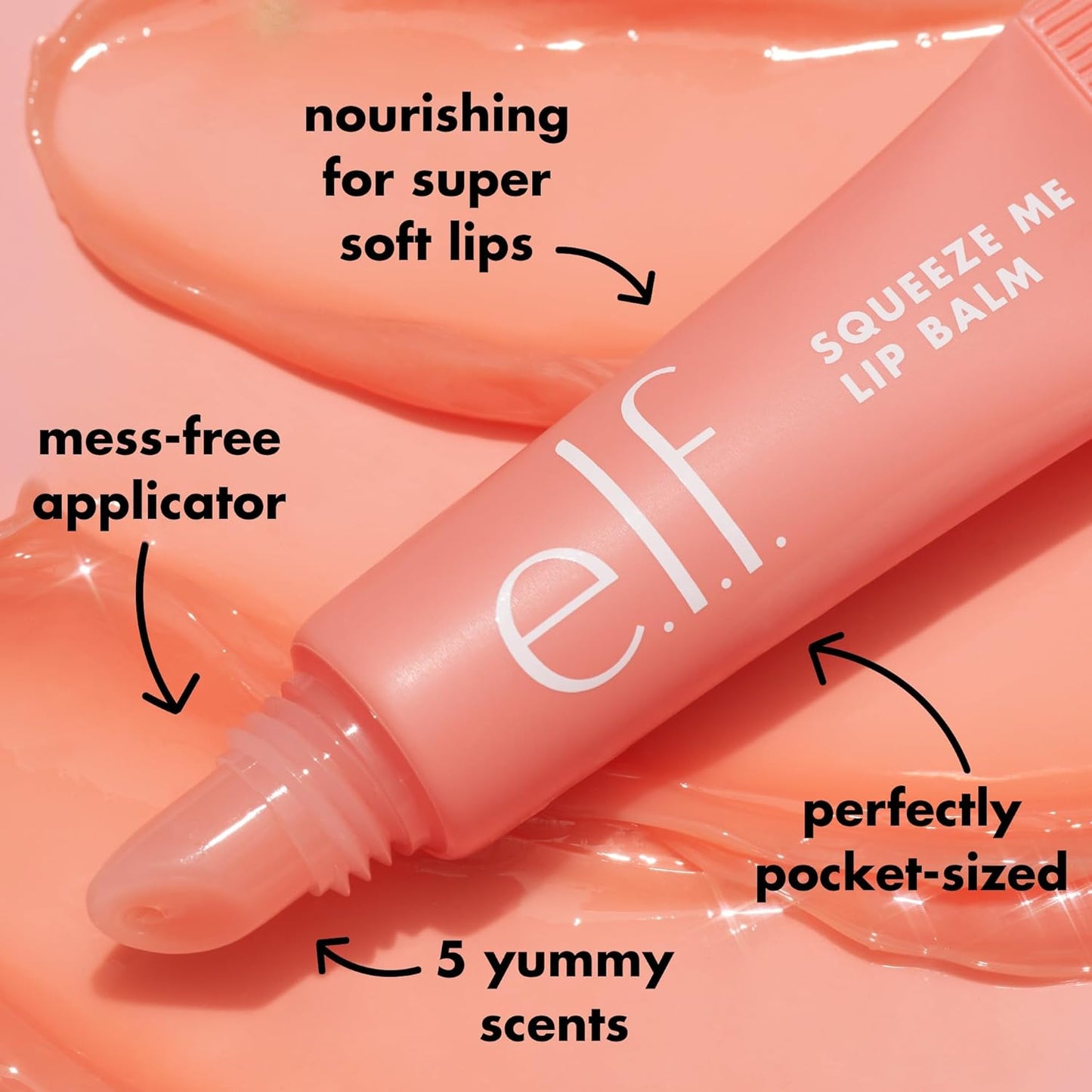 e.l.f. Squeeze Me Lip Balm, Moisturizing Lip Balm For A Sheer Tint Of Color, Infused With Hyaluronic Acid, Vegan & Cruelty-free, Honeydew