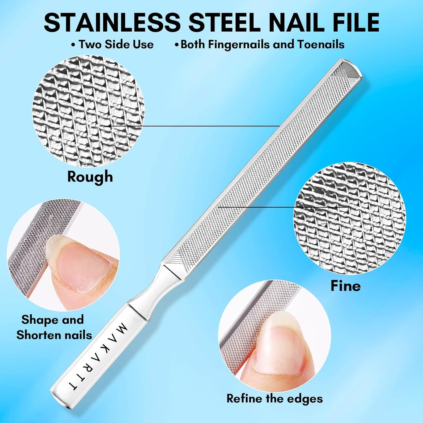 Makartt Toenail Clippers, 5-in-1 Stainless Steel Nail Clipper Set for Thick or Ingrown Toenails, Professional Removal Kit for Men, Women & Seniors