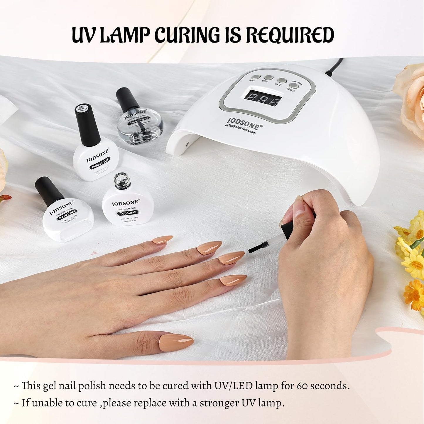 JODSONE 4 Bottle 10ML Nail Primer Base Coat Top Coat and Builder Gel Glossy Durable Long Lasting Gift for Girls at Home Salon Design