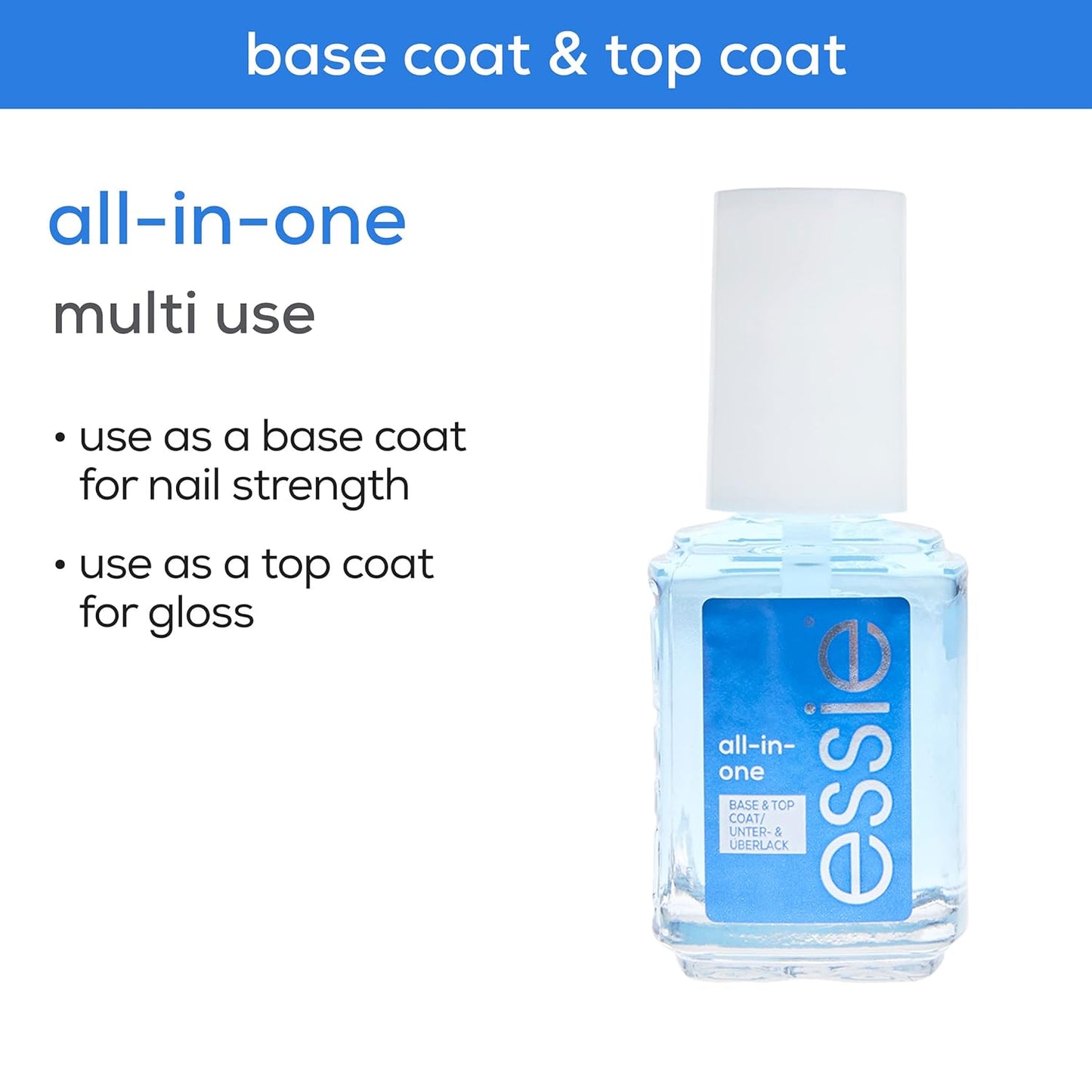 Essie Nail Polish White Mani Kit, Blanc, White Nail Polish + All-In-One Base Coat + Top Coat + Strengthener, Gifts For Women And Men, 0.46 Fl Oz Each