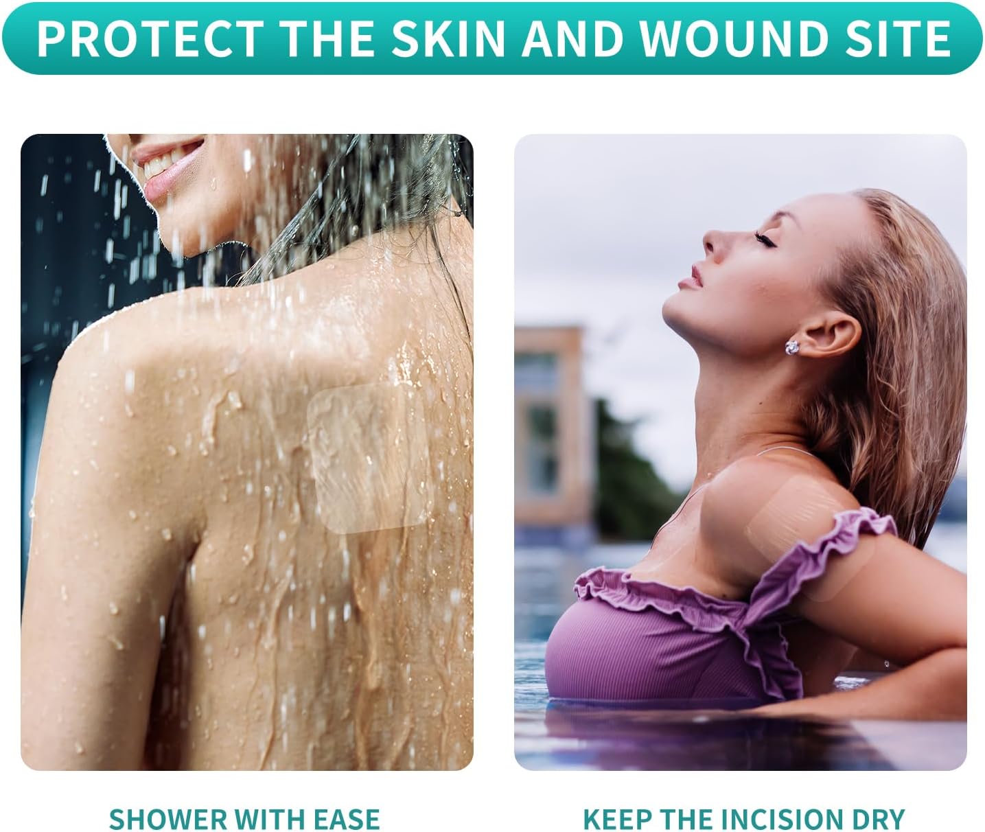 Dimora Waterproof Transparent Film Dressing, Large Clear Wound Bandages 6x8 inch 50 Pack, Post Surgical Skin Protector, Adhesive Medical Pad for Swimming,Showering,Tattoo Aftercare,IV Fixing