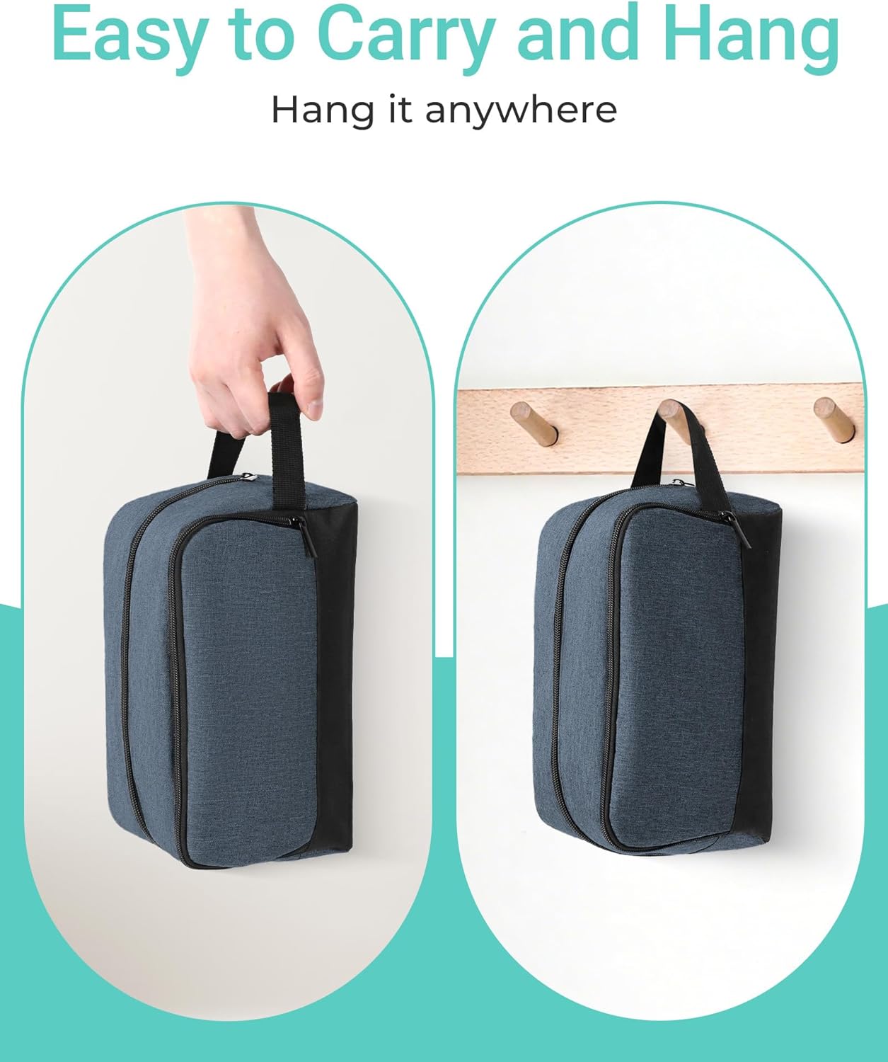 Elviros Travel Toiletry Bag for Men Hanging Dopp Kit Shaving Bag Toiletries Organizer Small Tool Medicine Hygiene Bag for Traveling Pouch (Navy Blue)