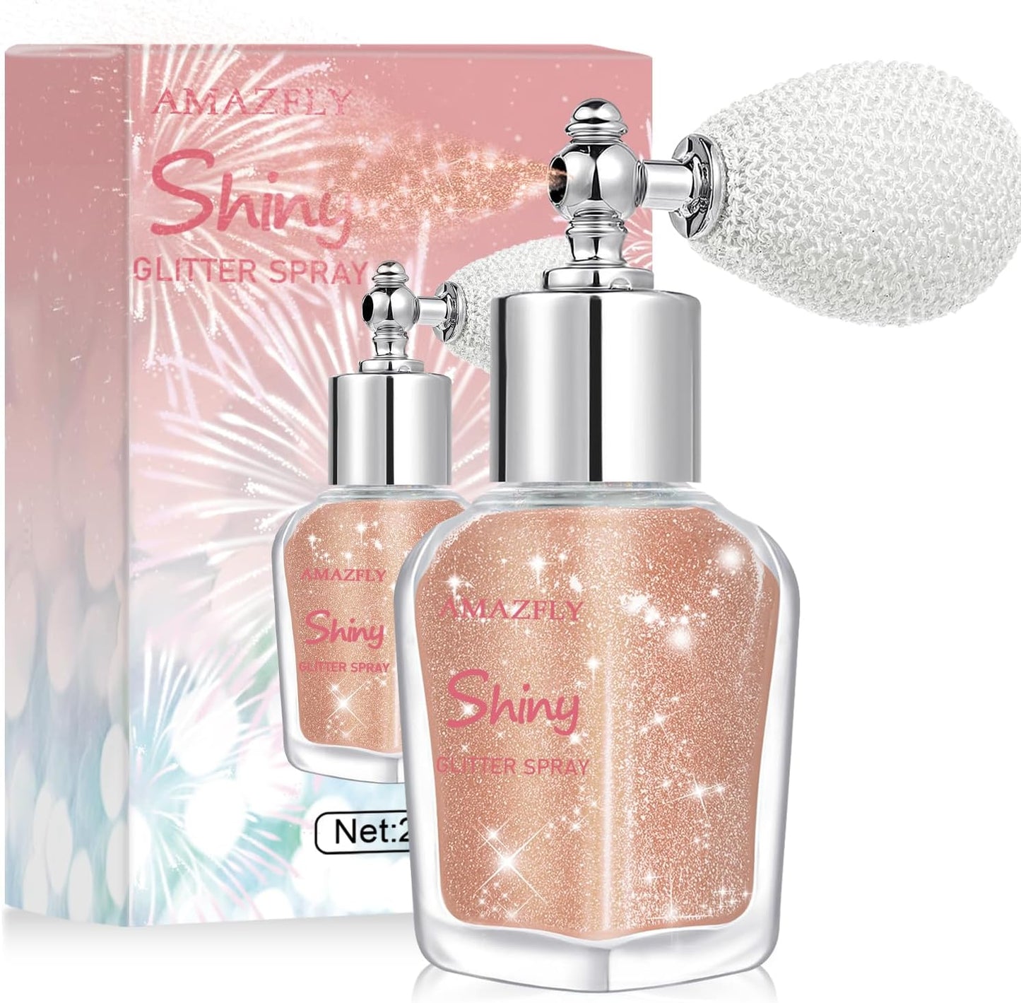 Hair and Body Glitter Spray, Shimmering Powder Sparkle Powder Makeup, Glitter Loose Sparkle Makeup for Body Highlighter,Festival Prom Rave Accessories (Champagne)