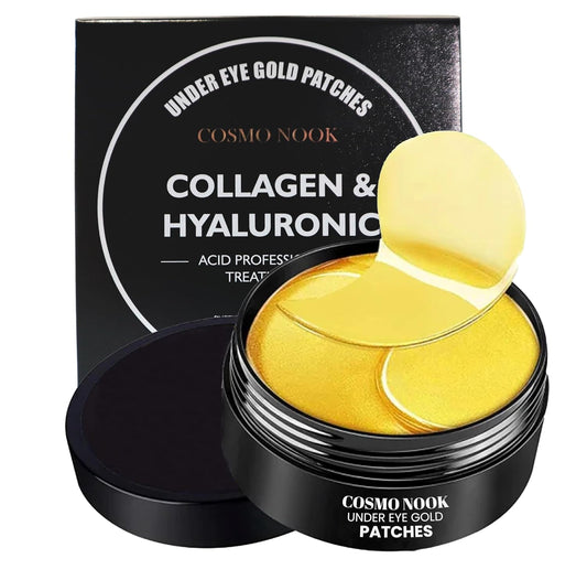 24k Gold Under Eye Patches - 60 Pcs Eye Mask Pure Gold Anti-Aging Collagen Hyaluronic Acid Under Eye Mask for Removing Dark Circles, Puffiness & Wrinkles Refresh Your Skin