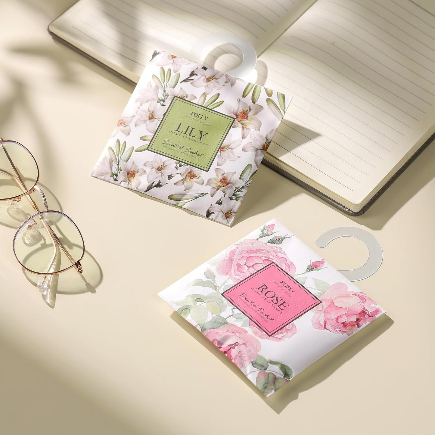 12 Packs Rose Scented Sachets – Long-Lasting Air Freshener & Closet Deodorizer for Drawers, Closets, Cars & Wardrobes