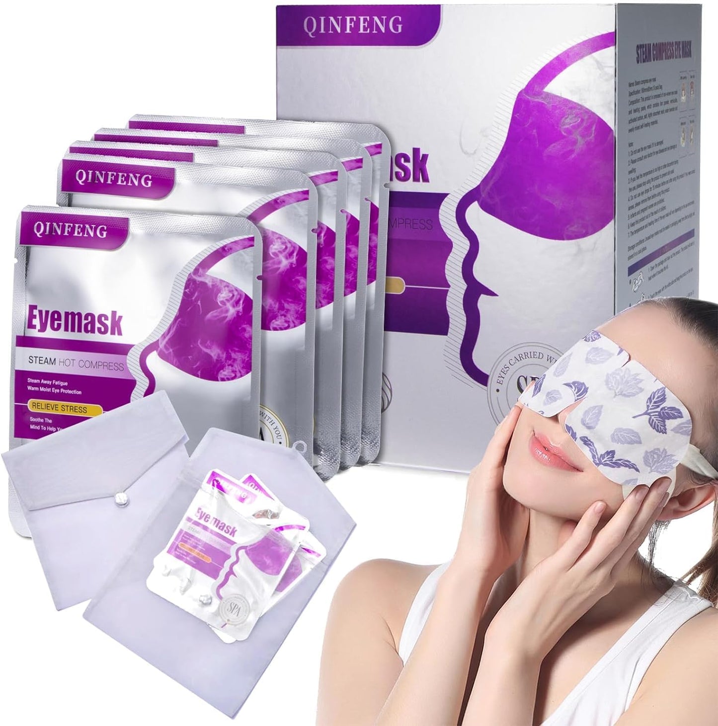 18 Packs Steam Eye Mask for Dry Eyes Eye Self Heating Masks Cornea Care Rest Disposable SPA Warm Eye Compress Sleep Mask for Reduce Eye Fatigue-Unscented