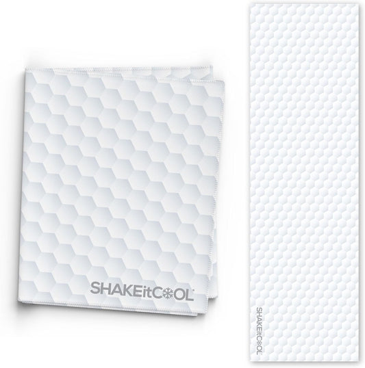 SHAKEitCOOL Extended Size Cooling Towel – Be Cool in Style - Heat Relief, Soft, Lightweight, Sun Protection, Easy Clean - Perfect for Biking, Hiking, Running, Yoga, Golf, Gardening - Golf M