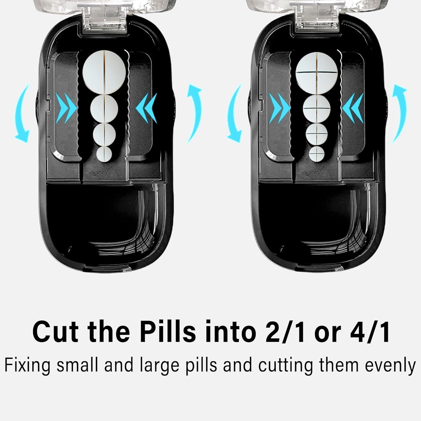 DUBSTAR Pill Cutter Splitter for Cutting Multiple Pills, Pill Cutter Splitter for Small and Tiny Pills, Adjustable Pill Cutter for Small or Large Pills with Sharp Blade and Centering Device (Black)