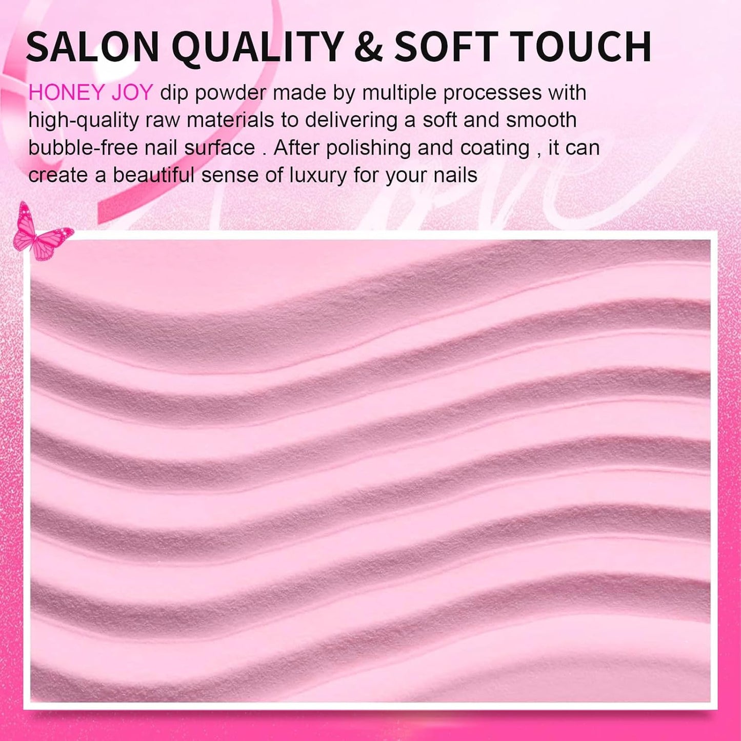 Honey Joy Dip Powder Nail Kit Starter, 4 Colors Hot Pink Glitter Fine Dipping Powder Liquid Set with Base Top Coat Activator for Nail Art Manicure Salon DIY No LED Nail Lamp Needed, Dip-7pcs-01