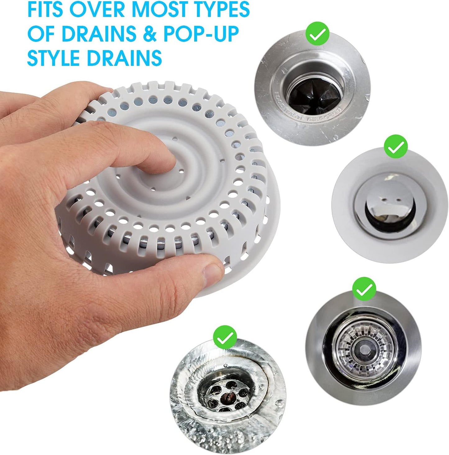 Drain Hair Catcher, Upgraded Protector with Silicone & Stainless Metal Designed for Pop-Up and Regular, Effective Without Slowing Drainage