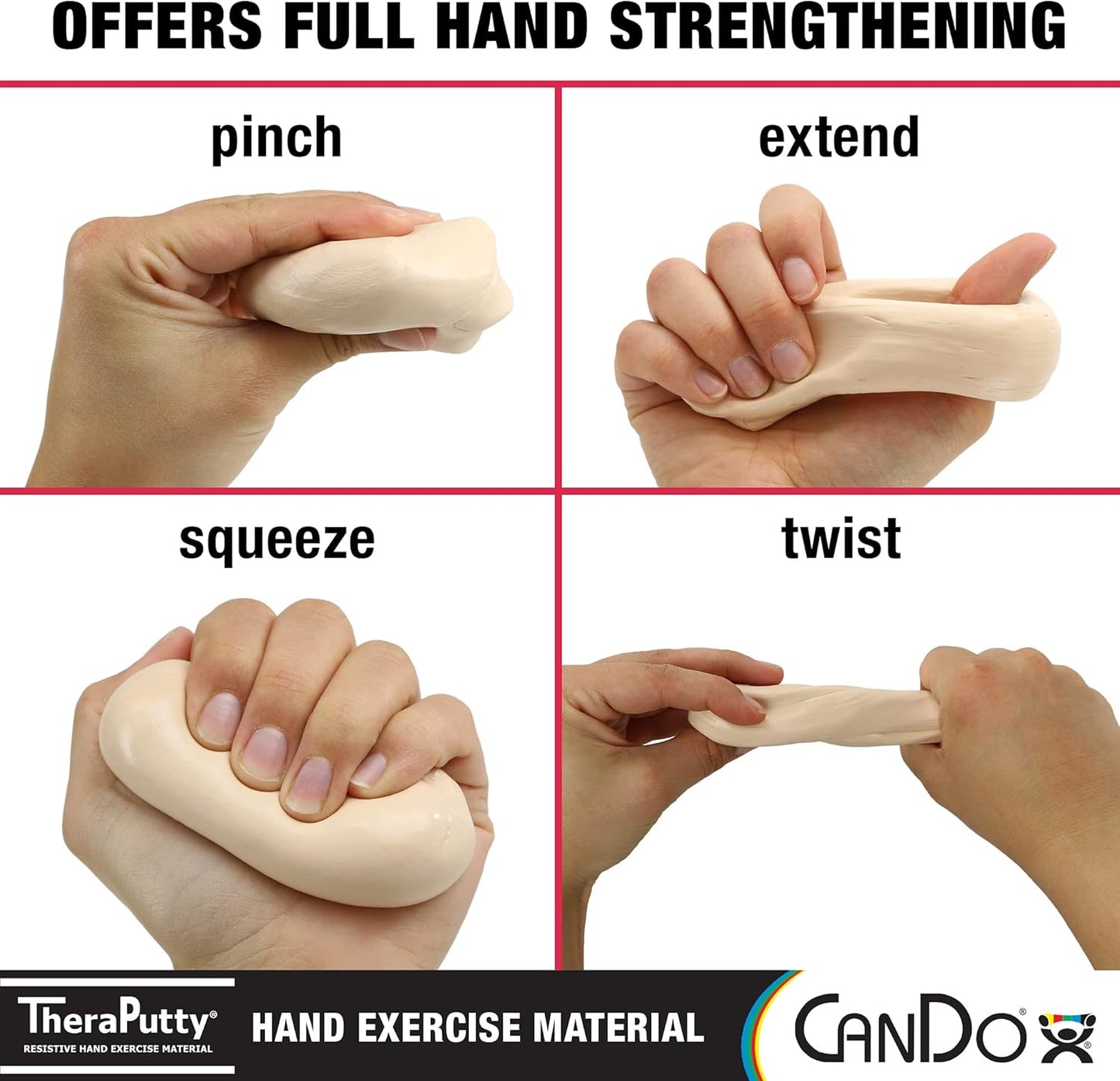 CanDo TheraPutty Standard Hand Exercise Putty For Rehabilitation, Exercises, Hand Therapy, Occupational Therapy, Hand Strengthening, Improve Motor Skills, Stress Relief