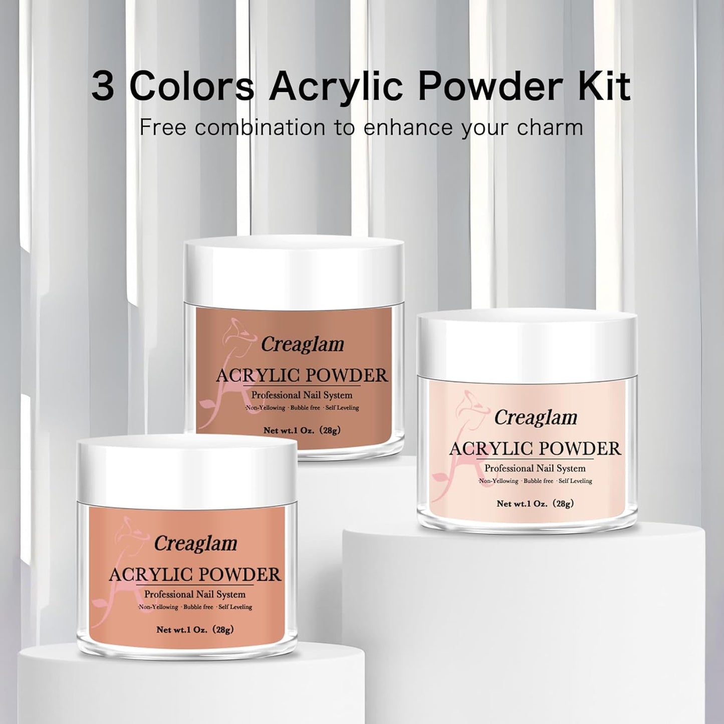 Super Acrylic Powder 28g: 3Pcs Large Capacity Imperial Topaz Carnelian Nail Polymer for 3D Art Carving French Extension - 1oz. Autumn Blonde Professional Acrylic Powder No Need Lamp