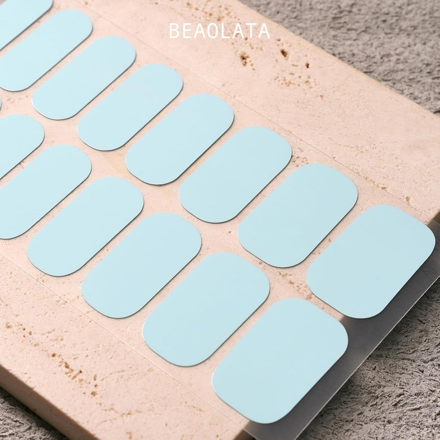 Nail Polish Strips, 32PCS Salon Quality Wraps, Long Lasting Gel Nail Stickers for Women Easy Apply& Remove (Moonlight Marine Blue)