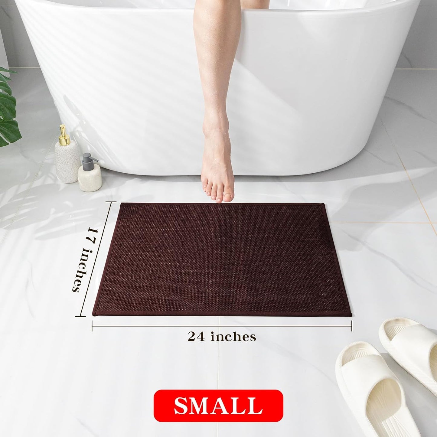chakme Bathroom Rugs Mat 24x17, Ultra Thin Non Slip Bath Mat Small Quick Dry Absorbent Bath Mat for Bathroom Floor, (Dark Purple, 24"x17")
