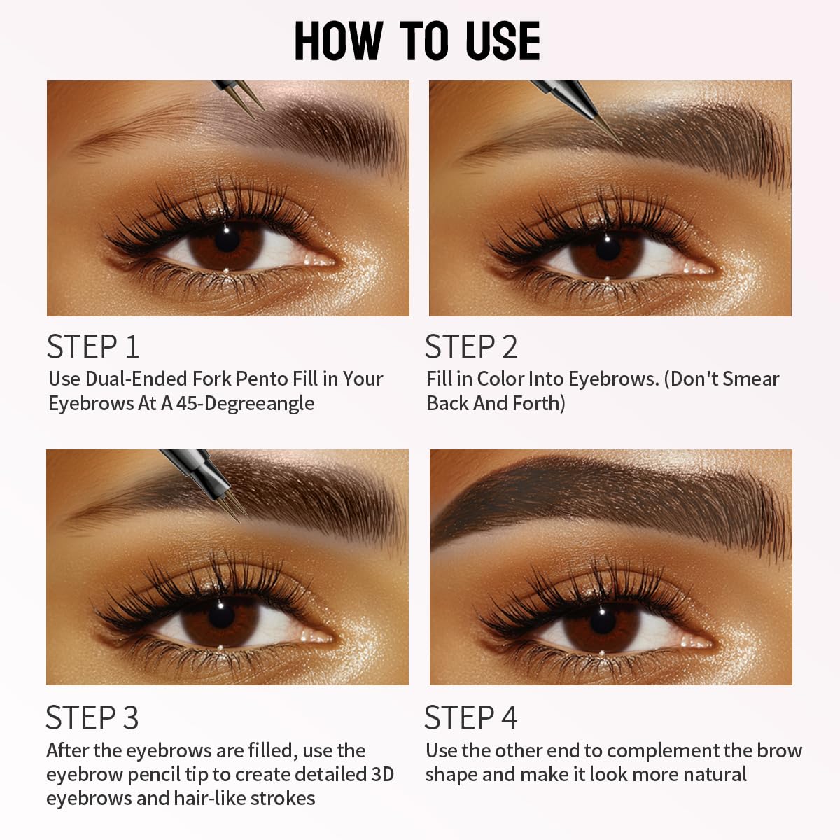 2 Pack Microblading Eyebrow Pencils for Women,2-in-1 Dual-Ended Eye Brow Pen with 2-Fork-Tip and Precise Brush-Tip, Waterproof Long Lasting Eyebrow Pen for Natural Hair-Like Brows(Brown*2)