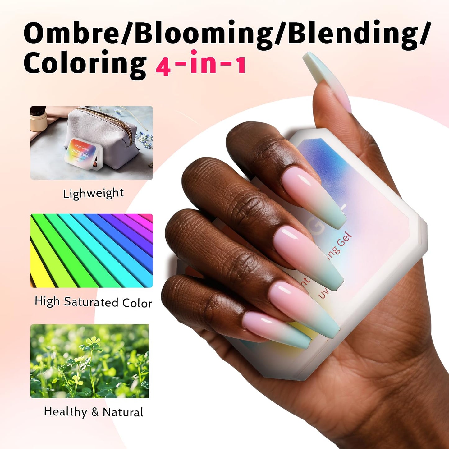 Sponge Pat Paint Nail Gel, 9 Colors Ombre Nails Gradient Gel Nail Blush Blooming Aura Nails Drawing Stripper Floral Painting Nail Art, No Wipe, UV/LED Curing (9 Colors B)