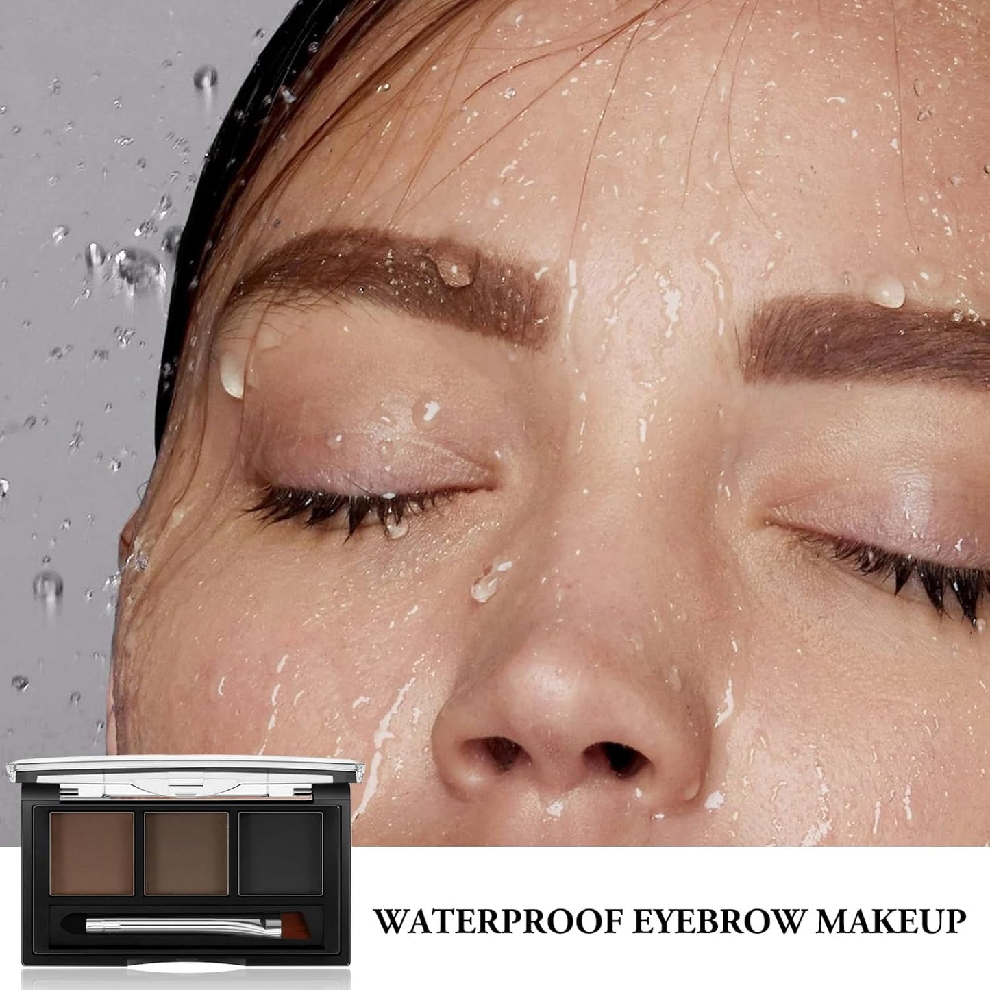 3 Colors Eyebrow Powder Set, Brow Powder Makeup Palette, Defining and Sculpting Brows, Waterproof Eye Contour Kit with Brush Applicator