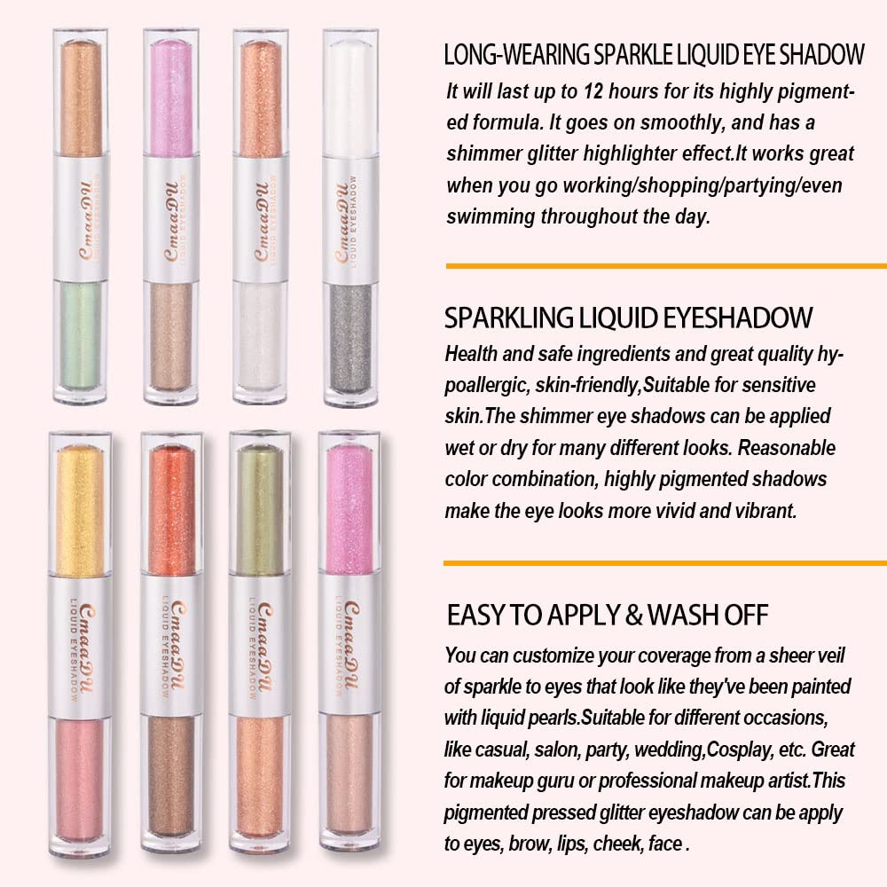 evpct 16 Colors Liquid Glitter Shimmer Metallic Eyeshadow Set Glitter Sparkle Colorful Liquid Eyeliner Makeup Set delineador pupilentes de ojos contra el agua sombras colores para ojos con brillo