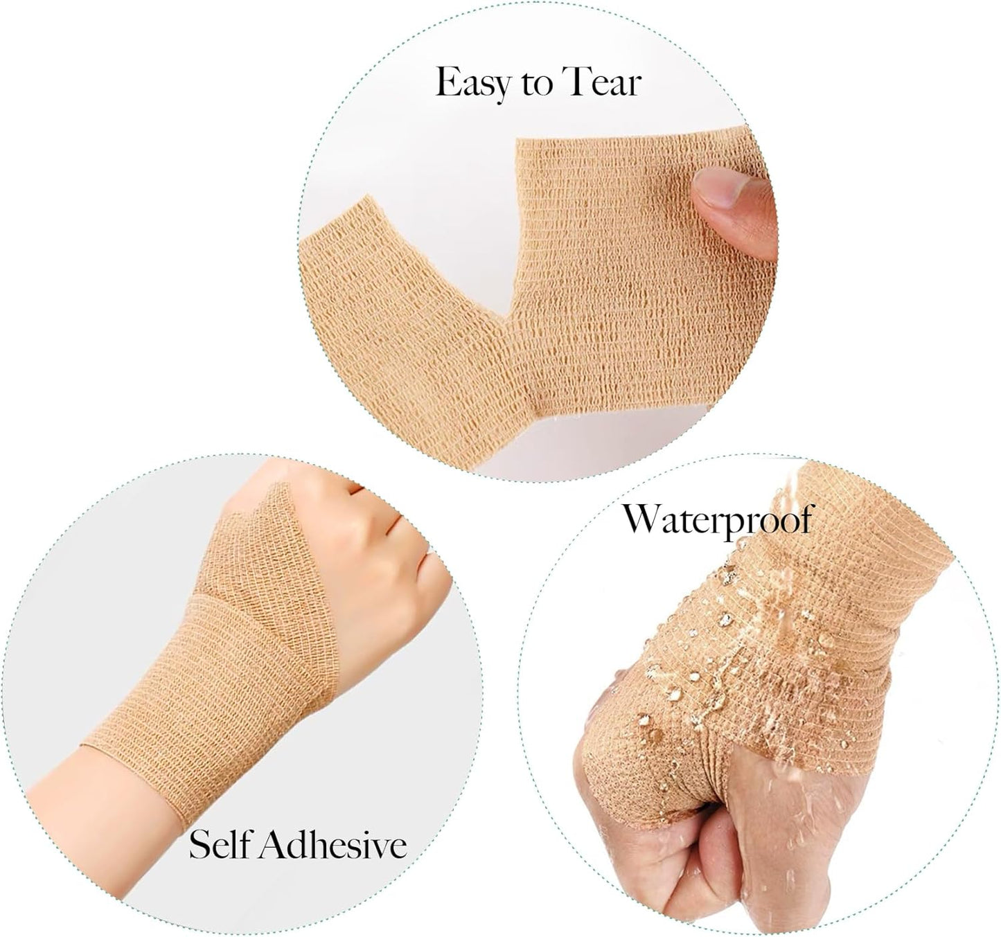 100 Rolls Self Adhesive Bandage Wrap 2 inch Cohesive Bandage Wrap Stretch Bandages Wraps Tape Elastic Self-Adherent Tape for Wrist Ankle Sports Swelling Sprains （Skin）