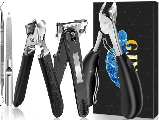 Toenail Clippers for Seniors Thick Toenails, Heavy Duty Large Toe Nail Clippers for Men with Catcher, 360°Rotating Nail Clippers for Seniors, Ingrown Nail Cutter Long Handle with Sharp Curved Blade